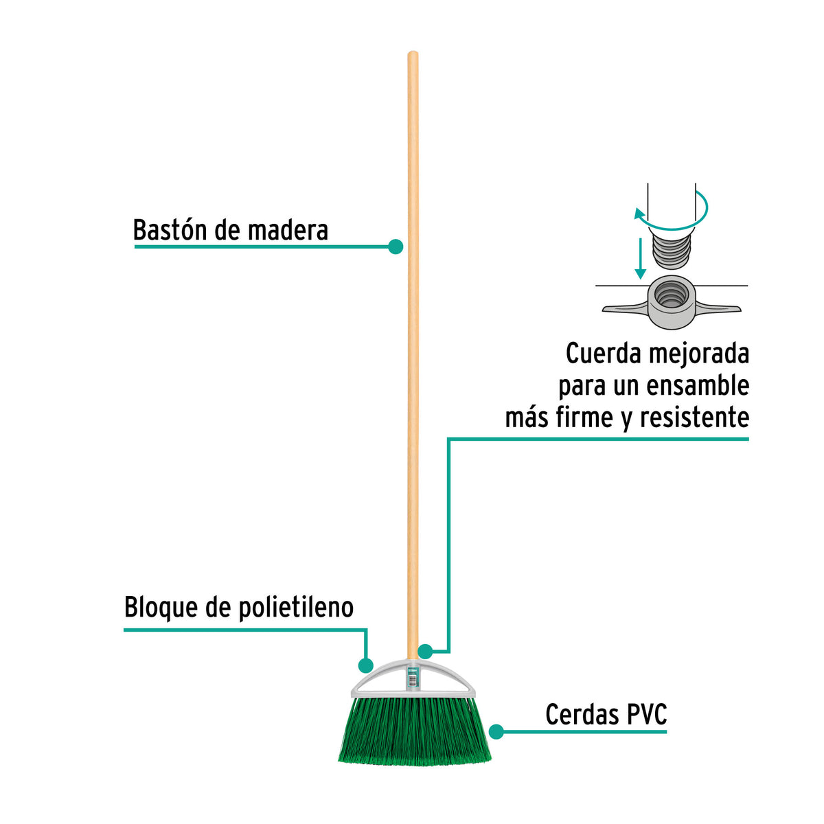 Escoba de vinilo, tipo abanico