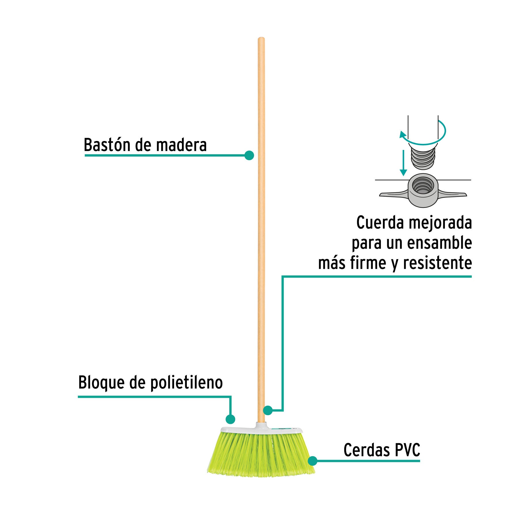Escoba de vinilo, tipo cepillo, mediana