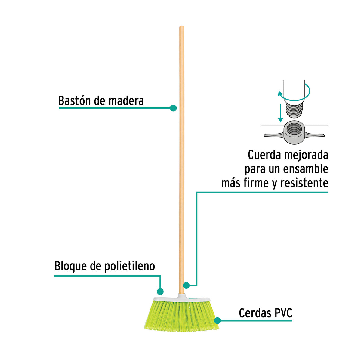 Escoba de vinilo, tipo cepillo, mediana