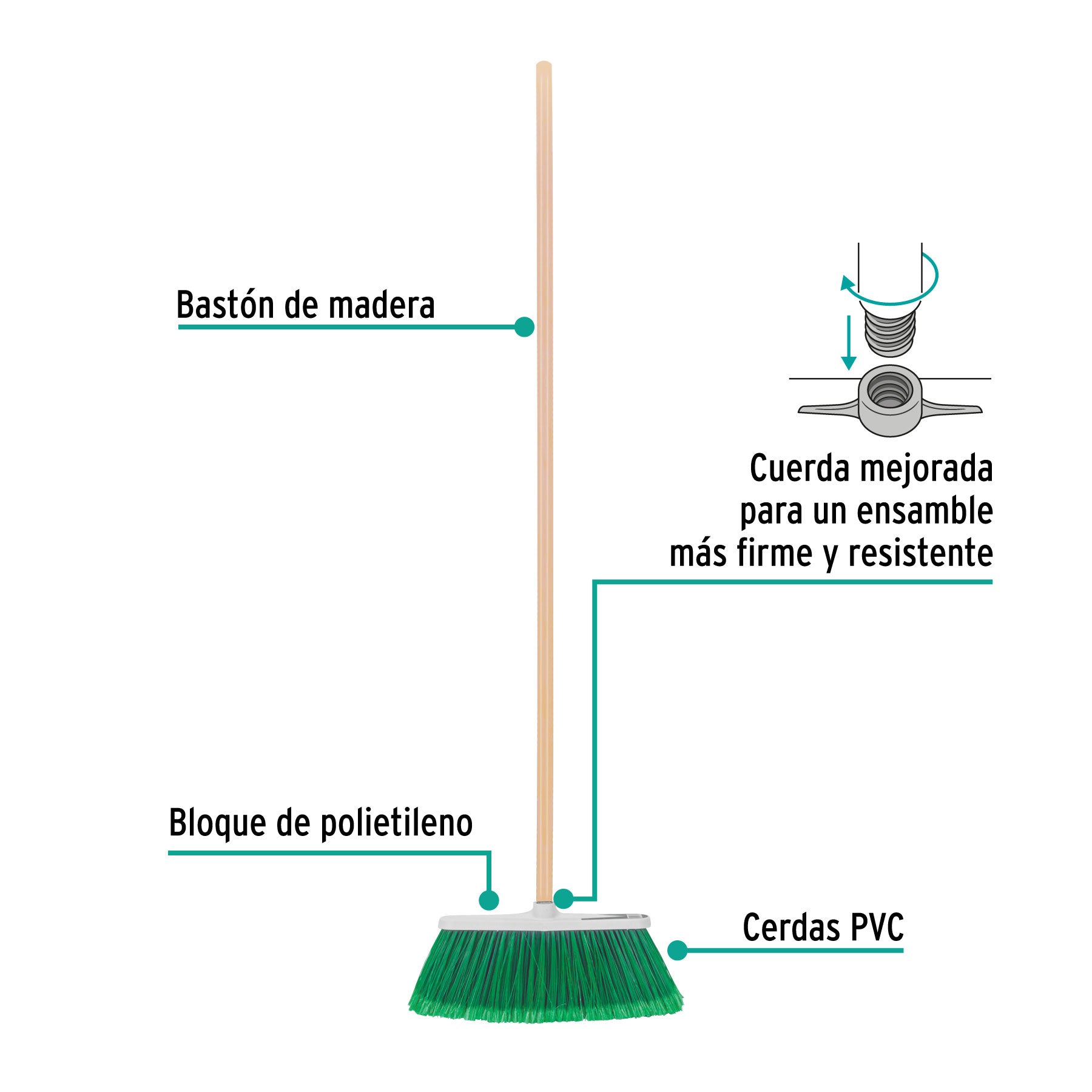 Escoba vinilo, tipo cepillo, 30 cm ancho