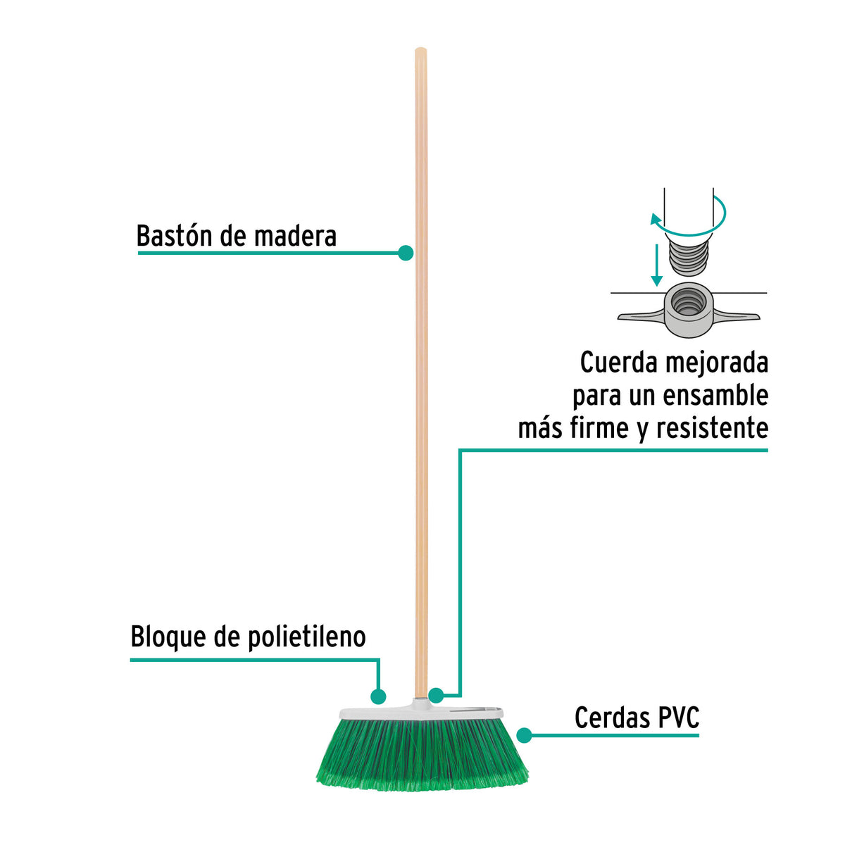 Escoba vinilo, tipo cepillo, 30 cm ancho