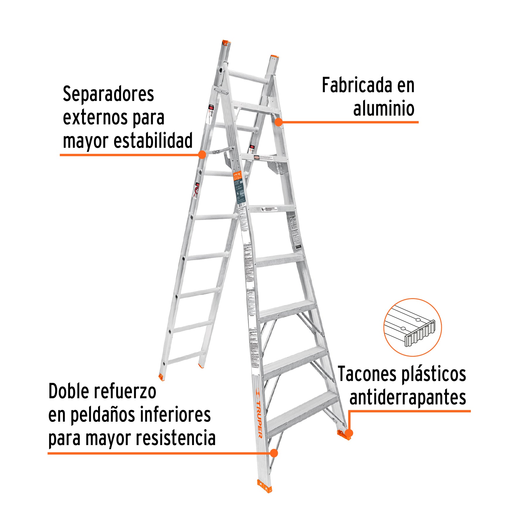 Escalera de combinación, tipo ll, 15 escalones