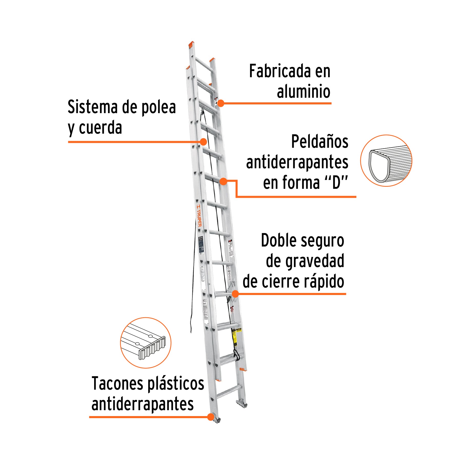 Escalera de extensión, tipo II 24 peldaños