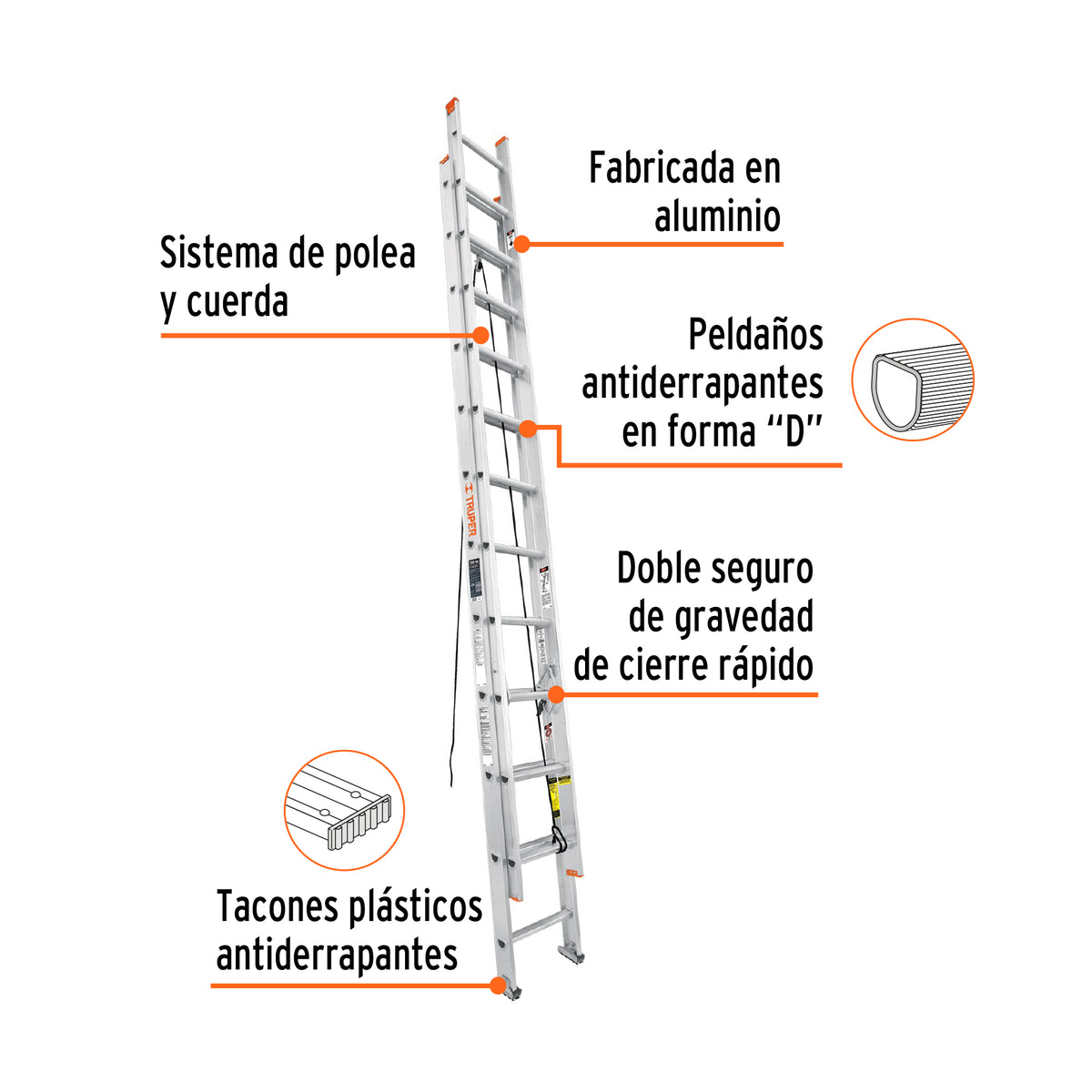 Escalera de extensión, tipo II 24 peldaños
