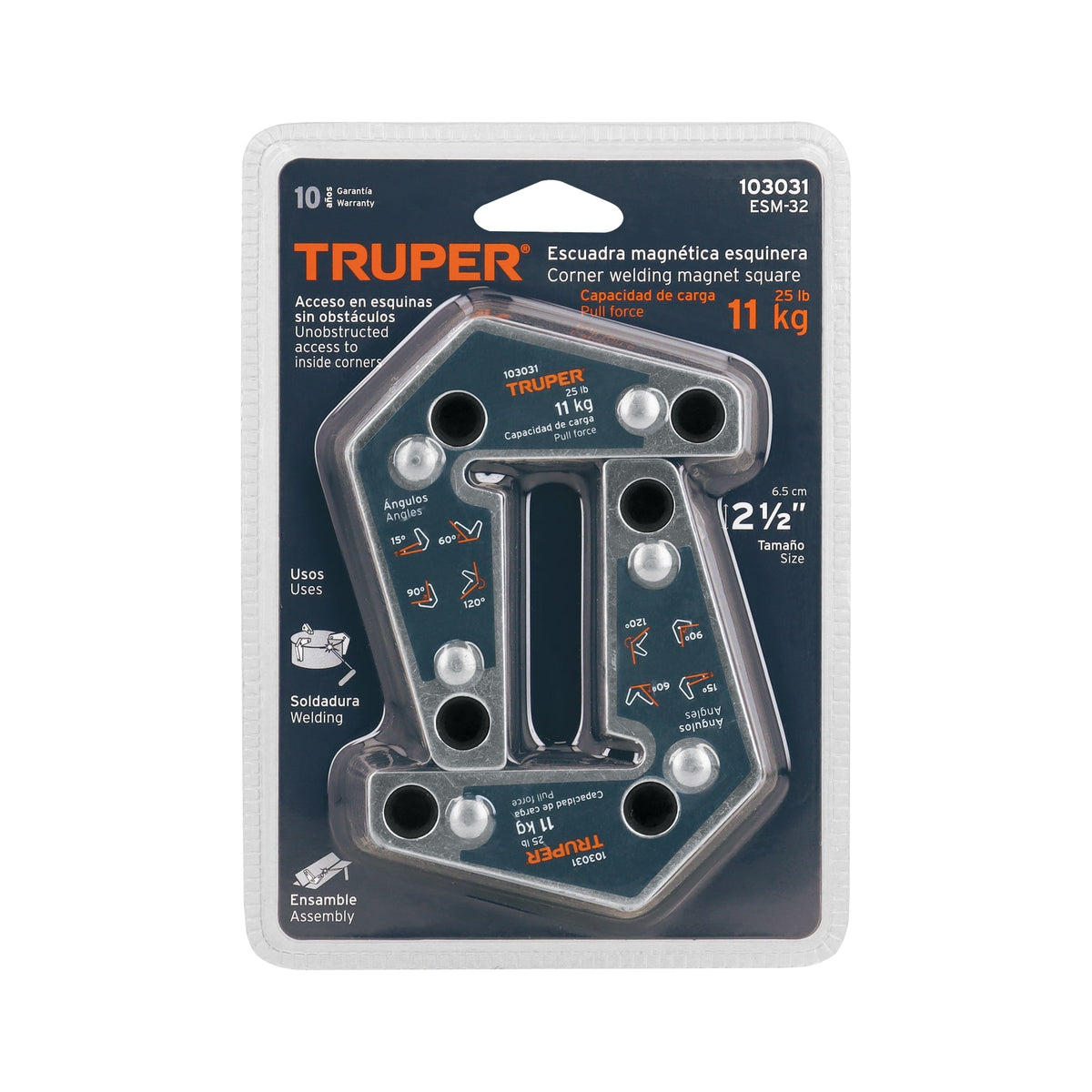 2 Escuadras magnéticas esquineras 3', capacidad 11 kg, Trupe