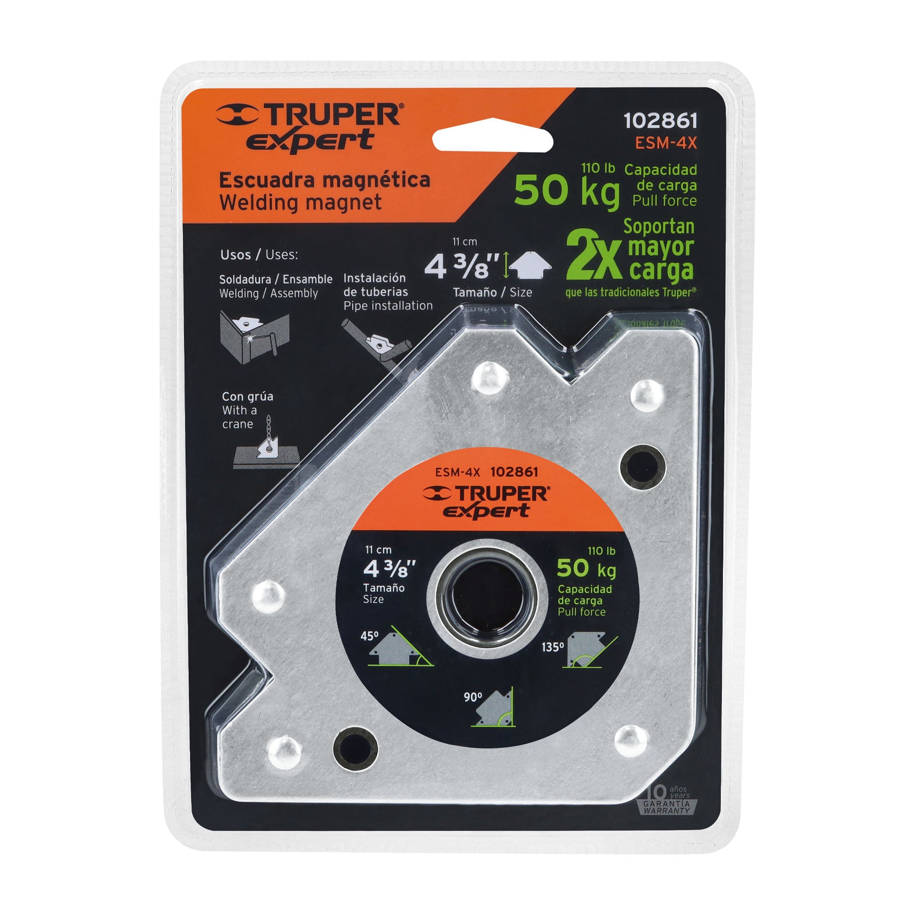 Escuadra magnética 4' para soldar, capacidad 25 kg, Expert
