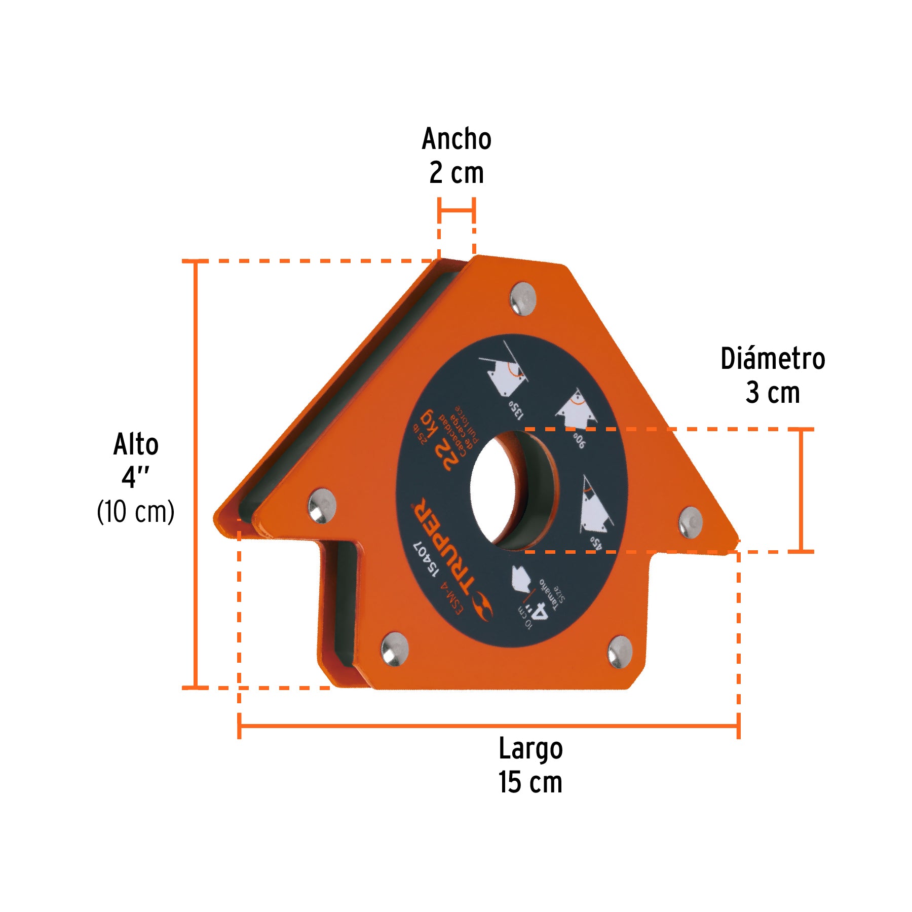 Escuadra magnética para soldar, 4"