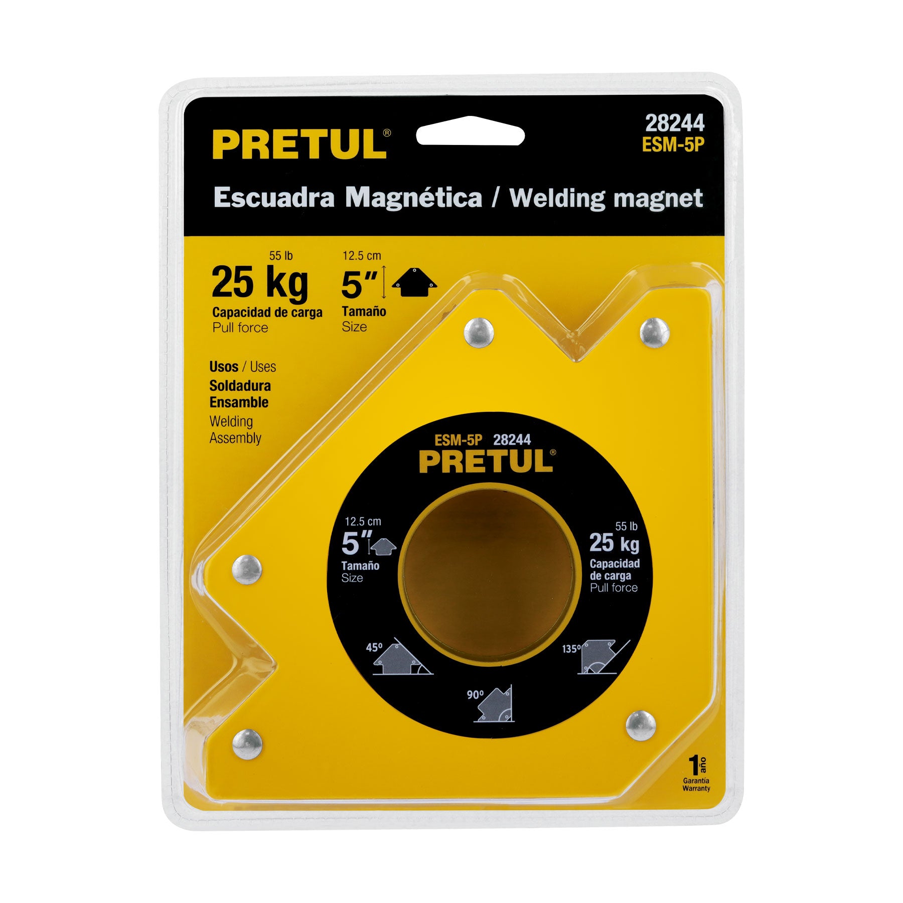 Escuadra magnética 5' para soldar, capacidad 24 kg, Pretul