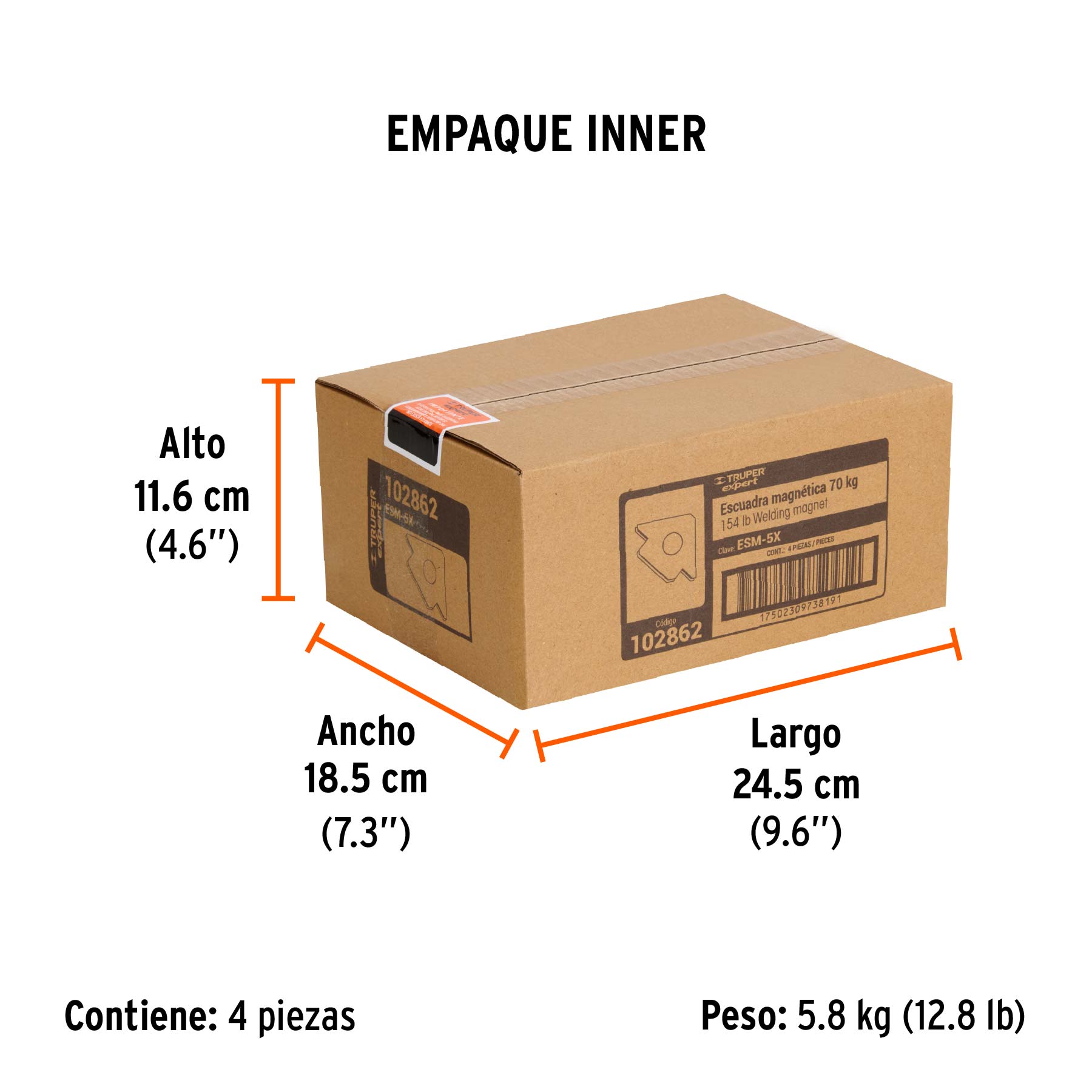 Escuadra magnética 5' para soldar, capacidad 37 kg, Expert