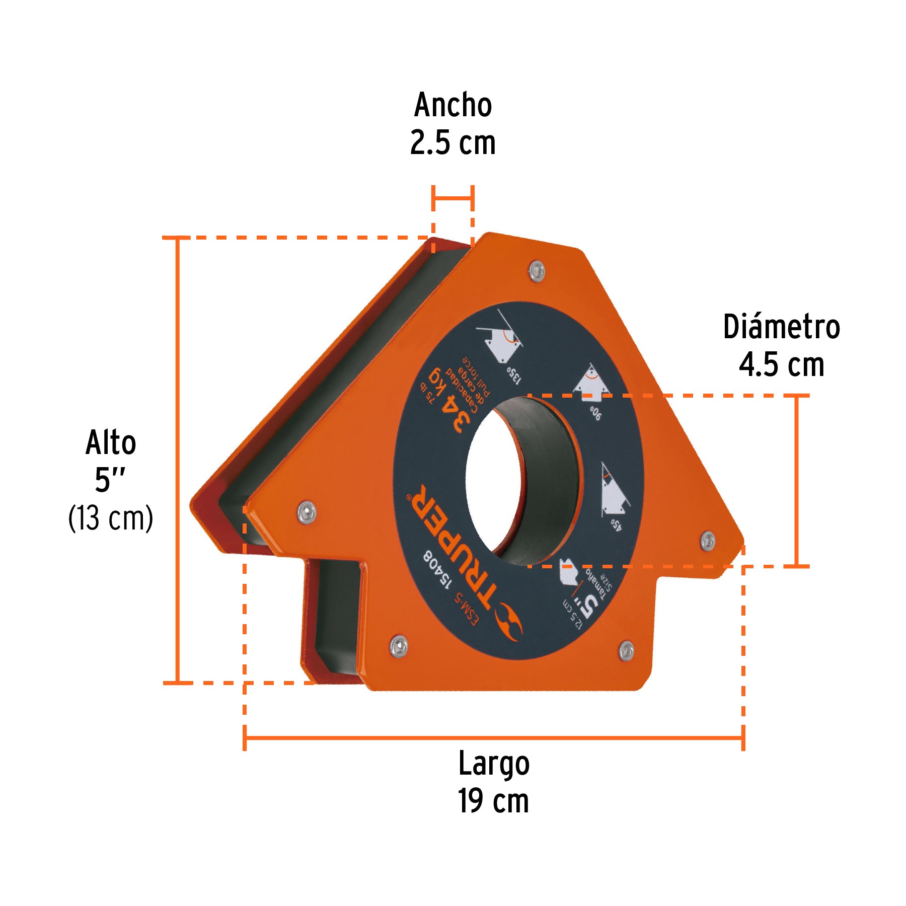 Escuadra magnética para soldar, 5"