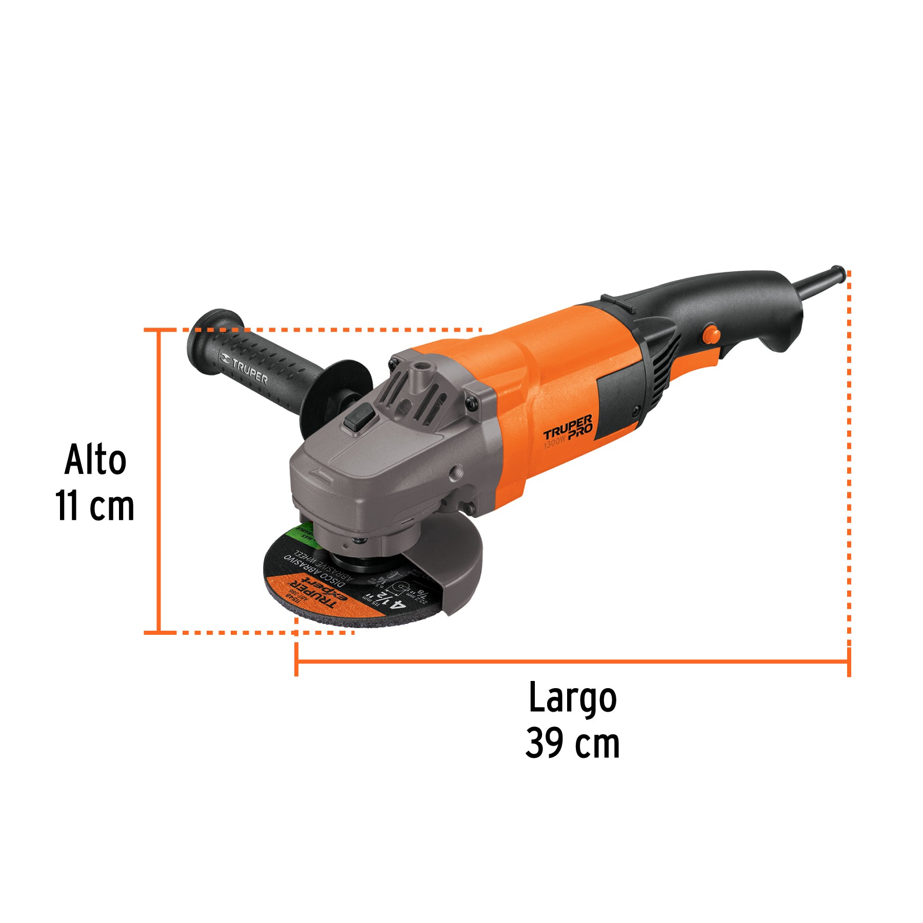 Esmeriladora angular 4-1/2", profesional, 1300 W