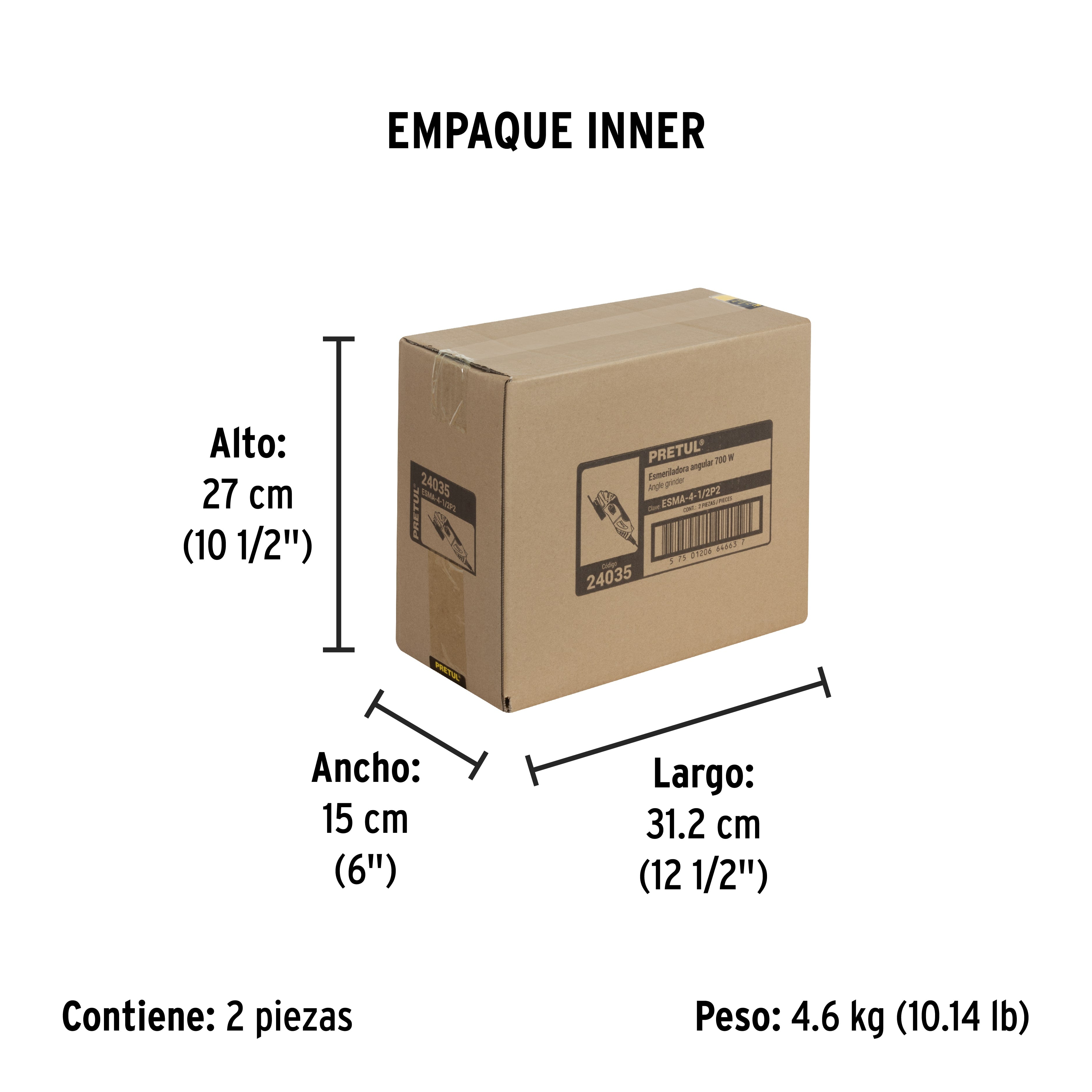 Esmeriladora angular 4-1/2", 700 W, Pretul