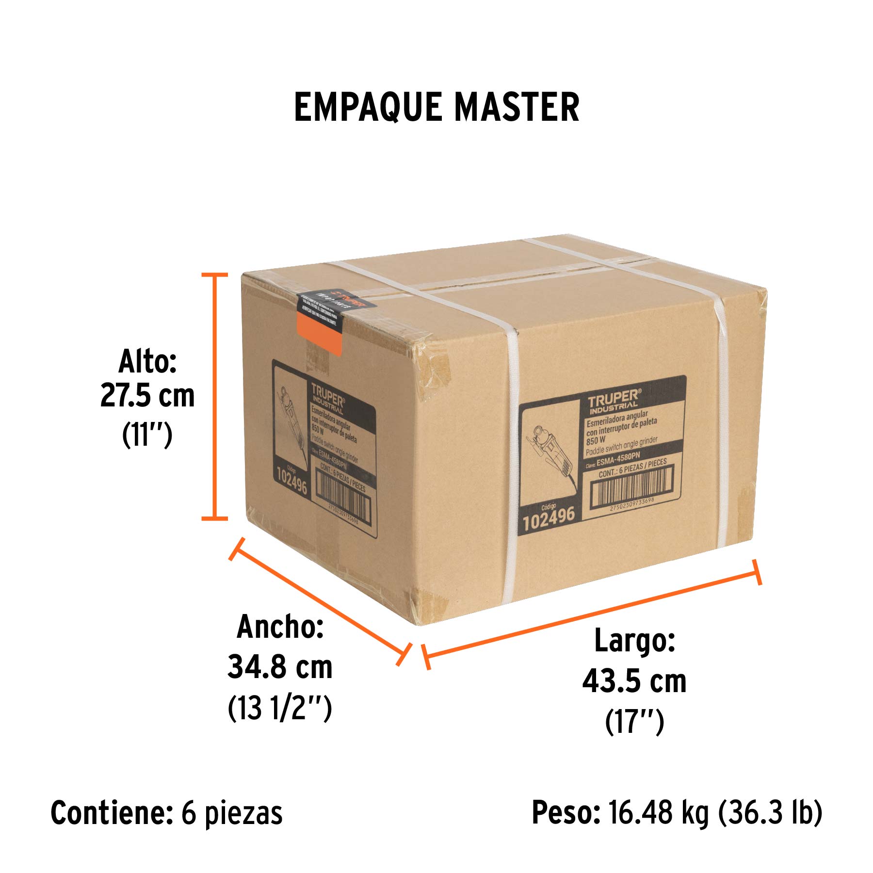 Esmeriladora interruptor de paleta 4-1/2', industrial, 850 W