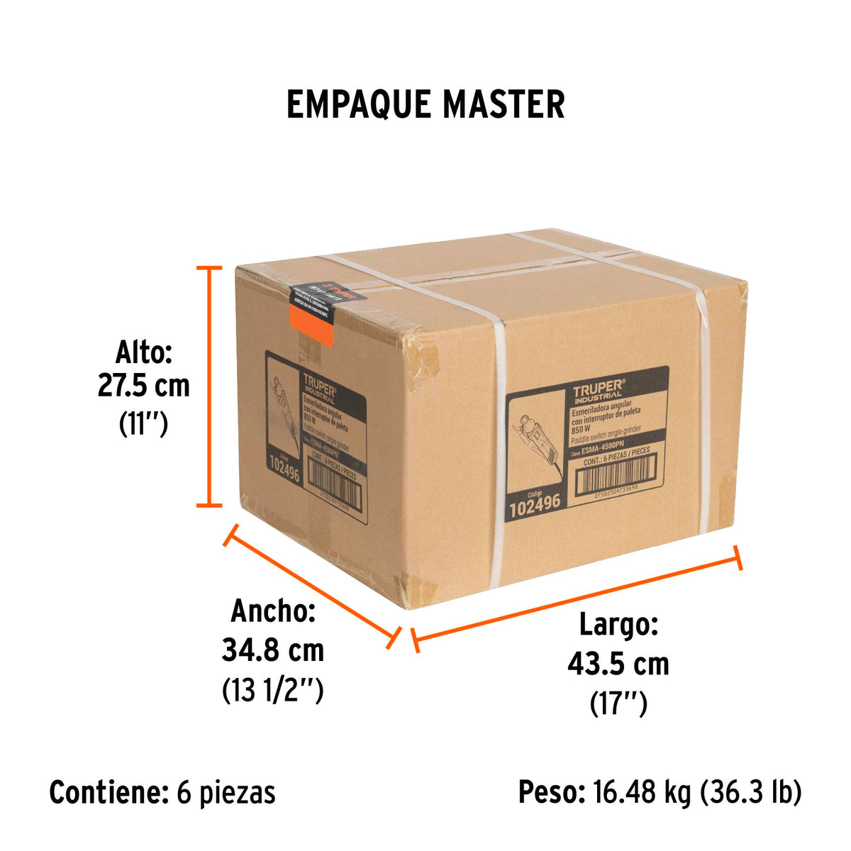 Esmeriladora interruptor de paleta 4-1/2', industrial, 850 W