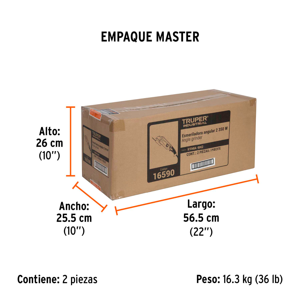 Esmeriladora angular 9", industrial, 2300 w