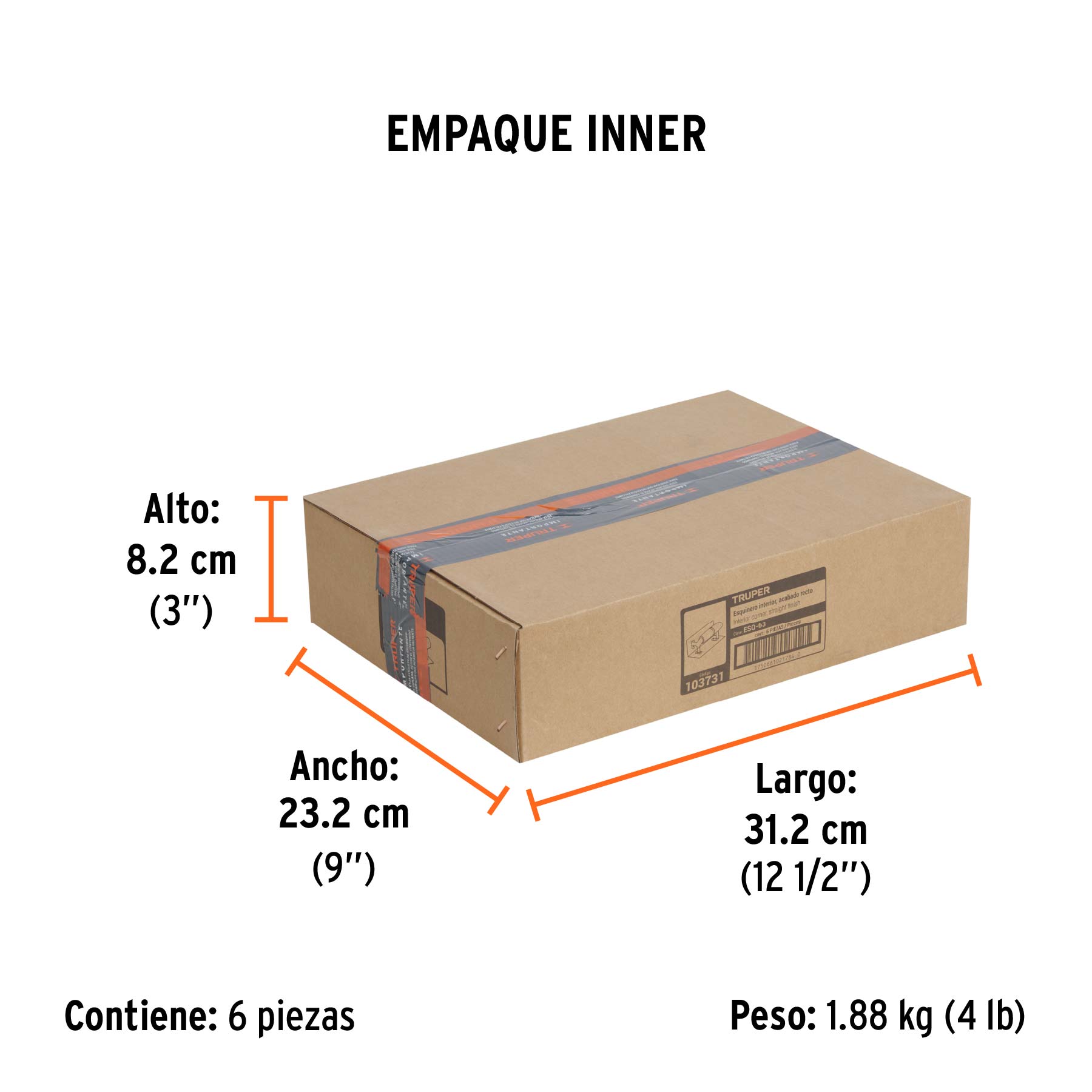 Esquinero interior, para acabado recto, Truper
