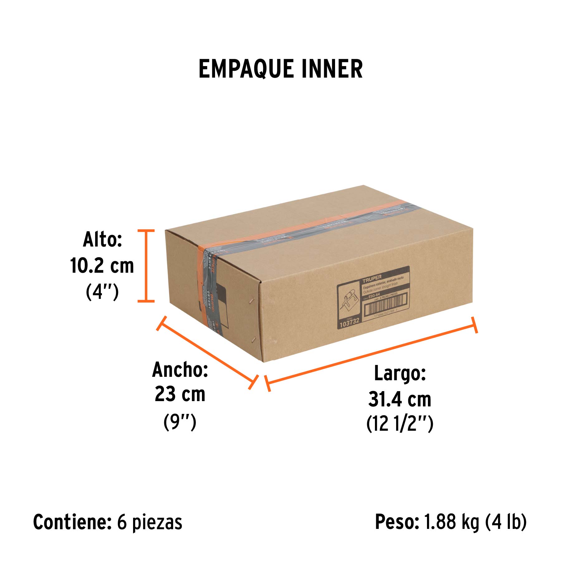 Esquinero exterior, para acabado recto, Truper