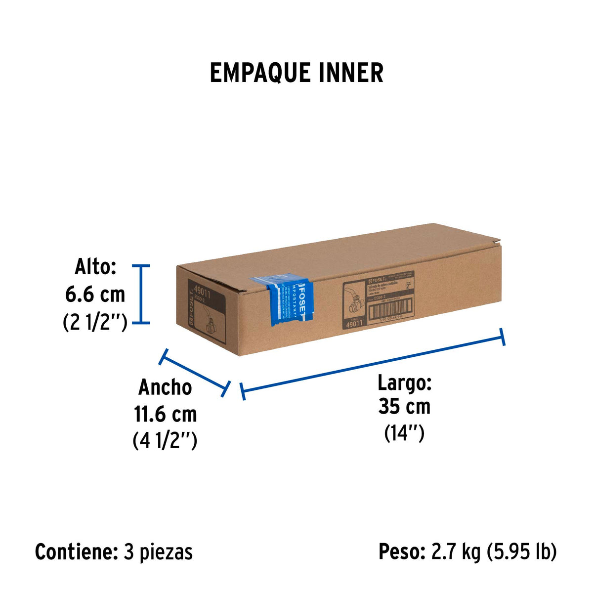 Válvula de esfera, de latón, soldable 2"