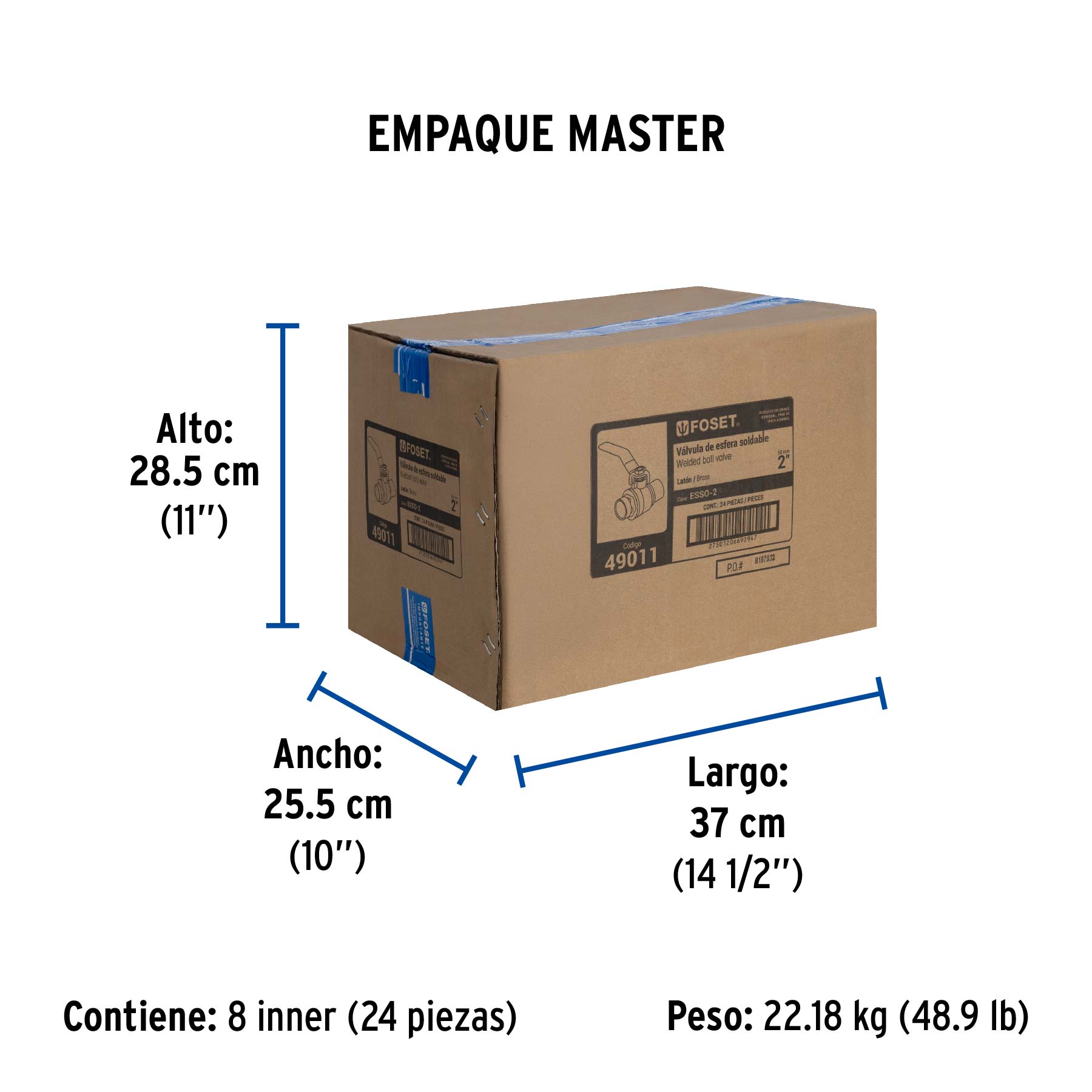 Válvula de esfera, de latón, soldable 2"