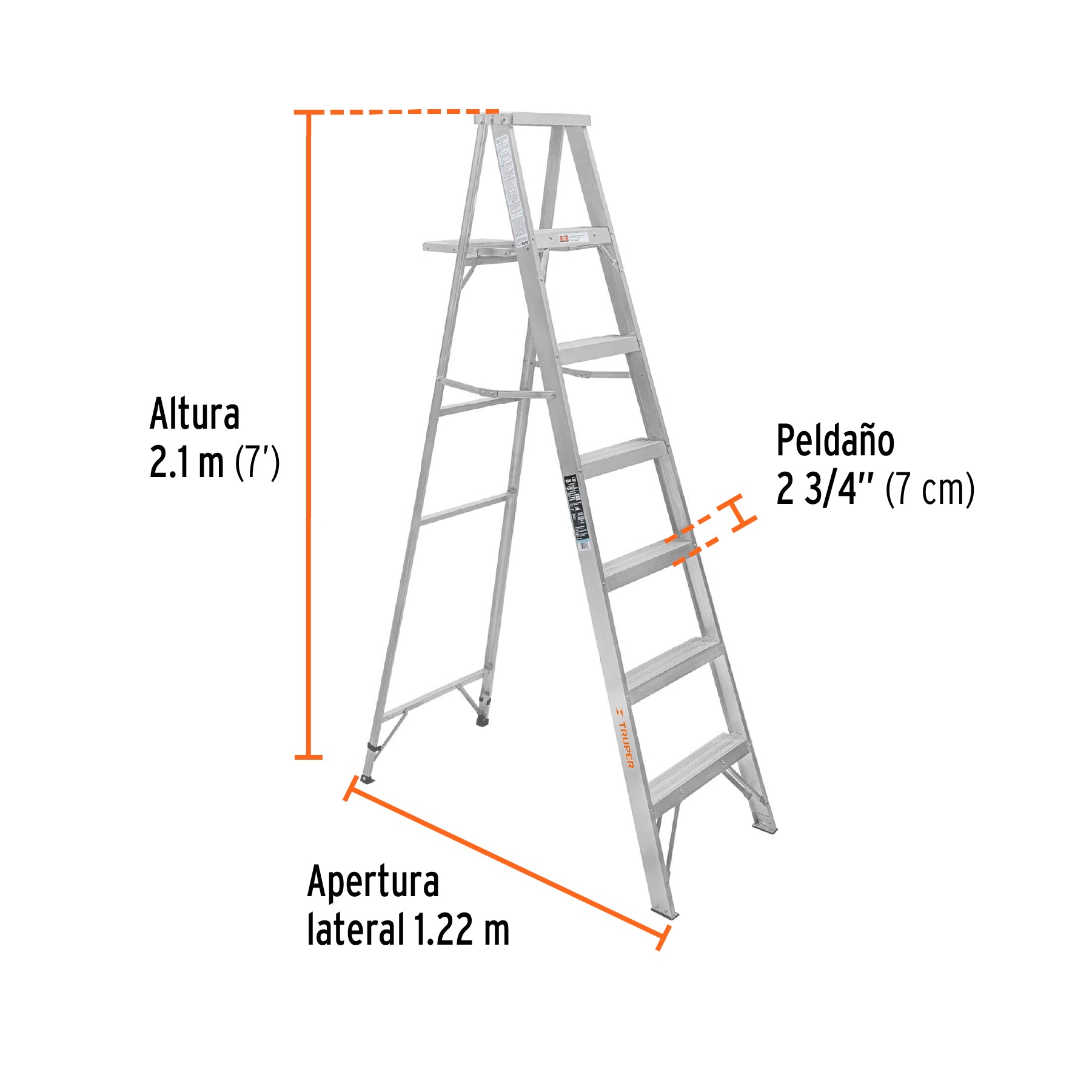 Escalera de tijera, aluminio, tipo lll, 6 escalones