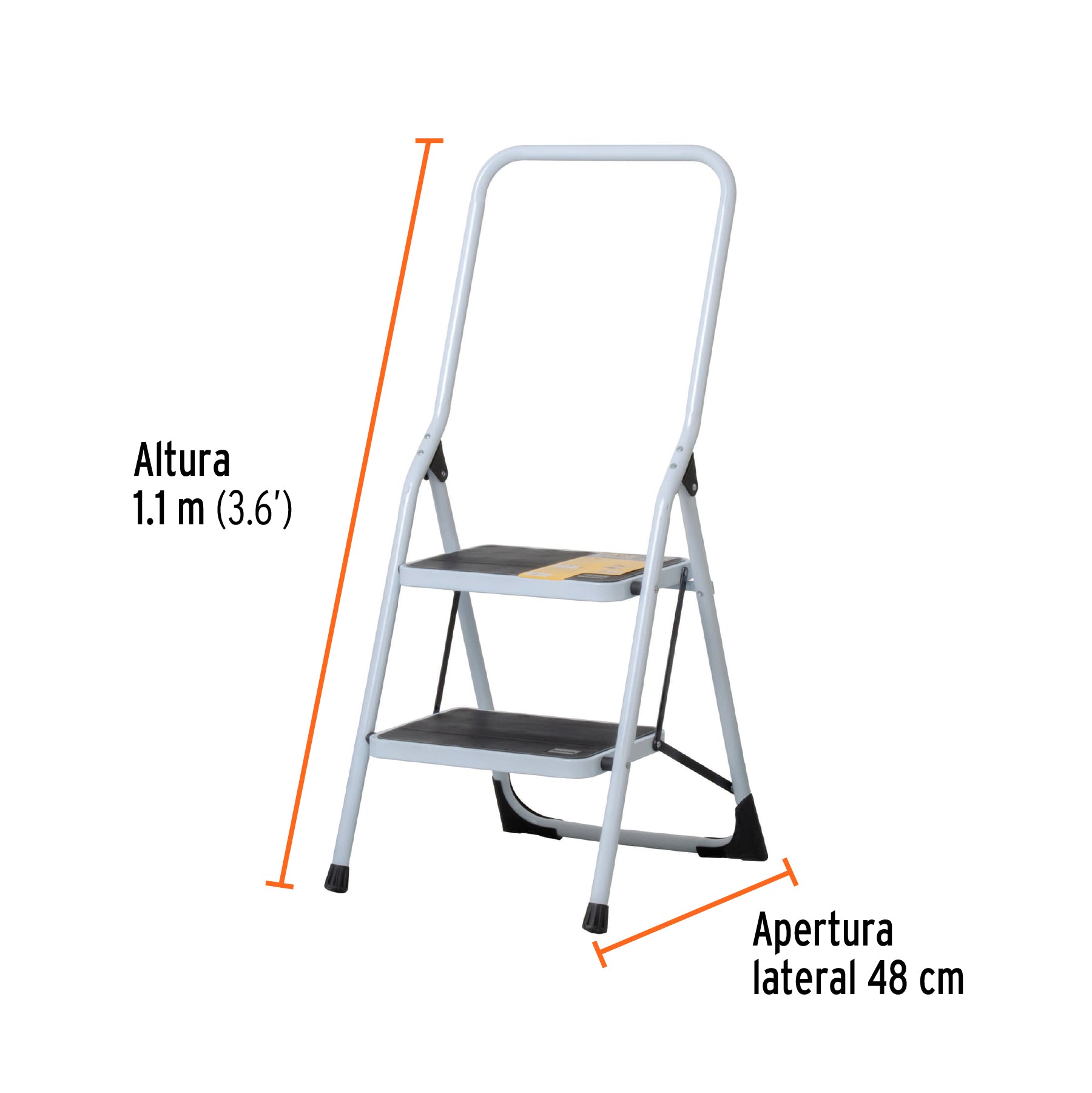 Escalerilla tubular, plegable, 2 peldaños con barandal(DESC)