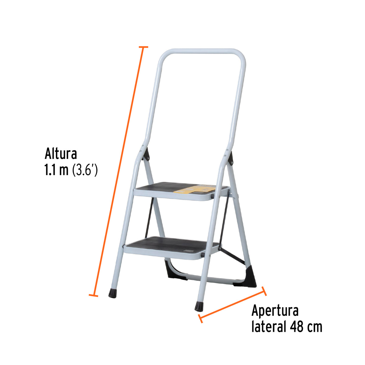Escalerilla tubular, plegable, 2 peldaños con barandal(DESC)
