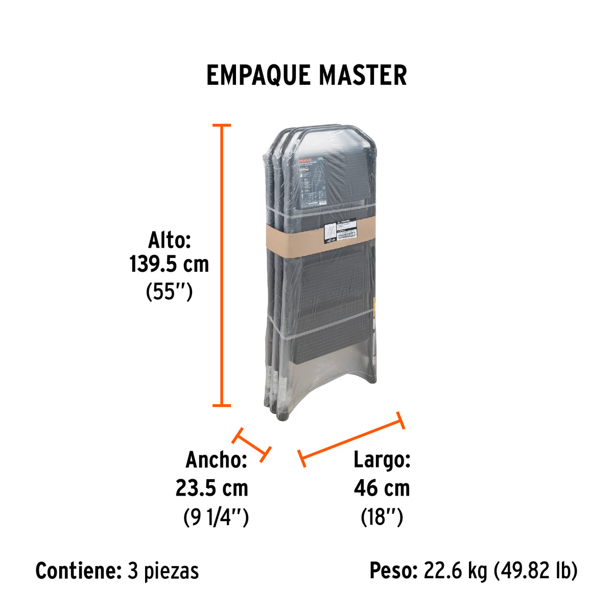 Escalera tubular, plegable, 4 peldaños, Truper