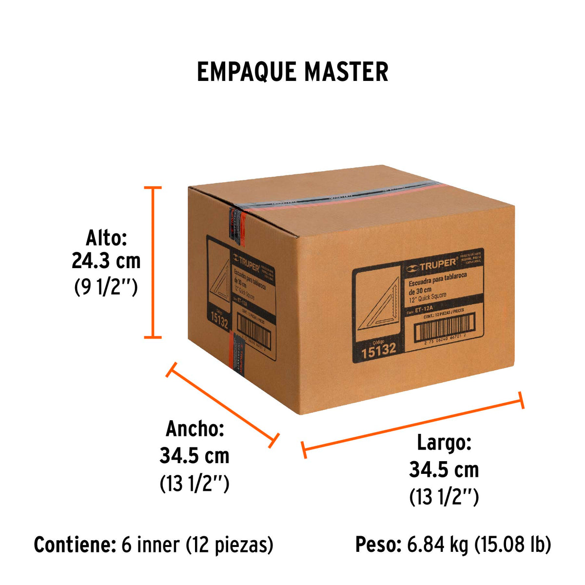 Escuadra de aluminio para tablaroca, 12" (305 mm)