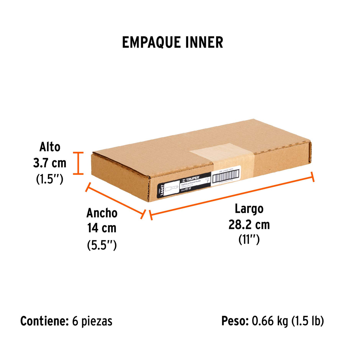 Espátula flexible, mango de madera, 1"