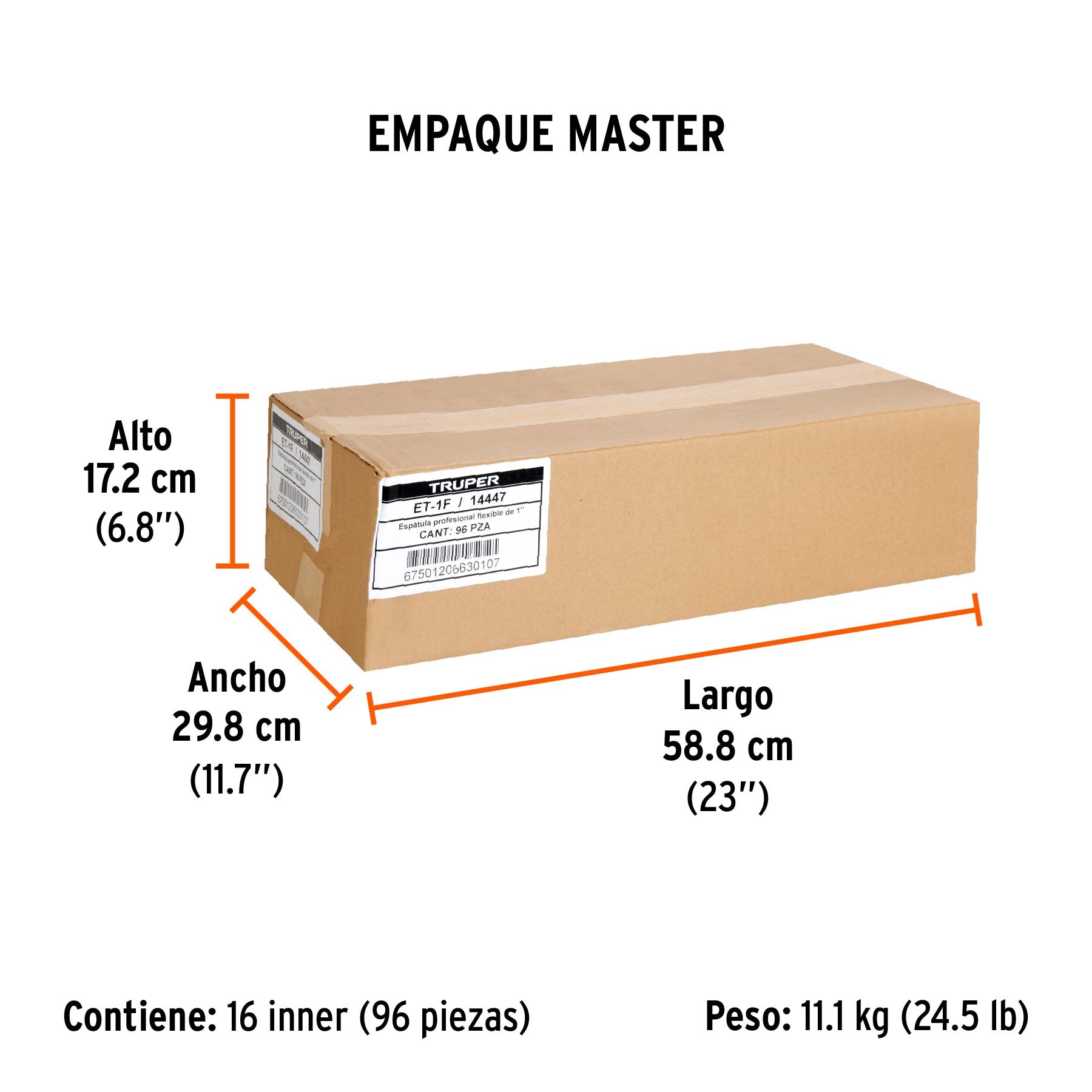 Espátula flexible, mango de madera, 1"