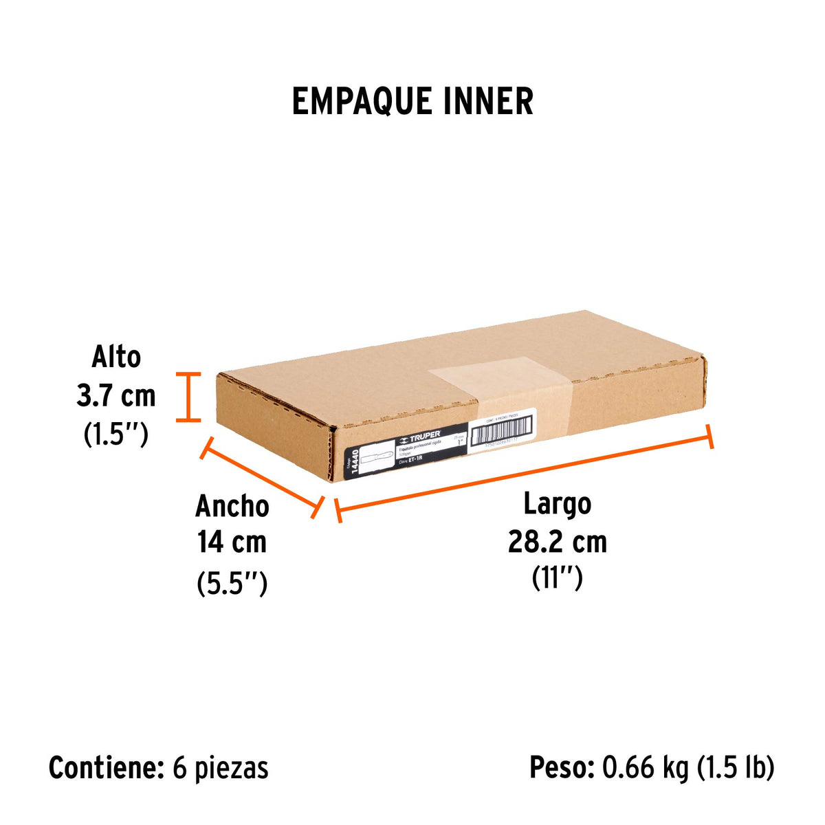Espátula rígida, mango de madera, 1"