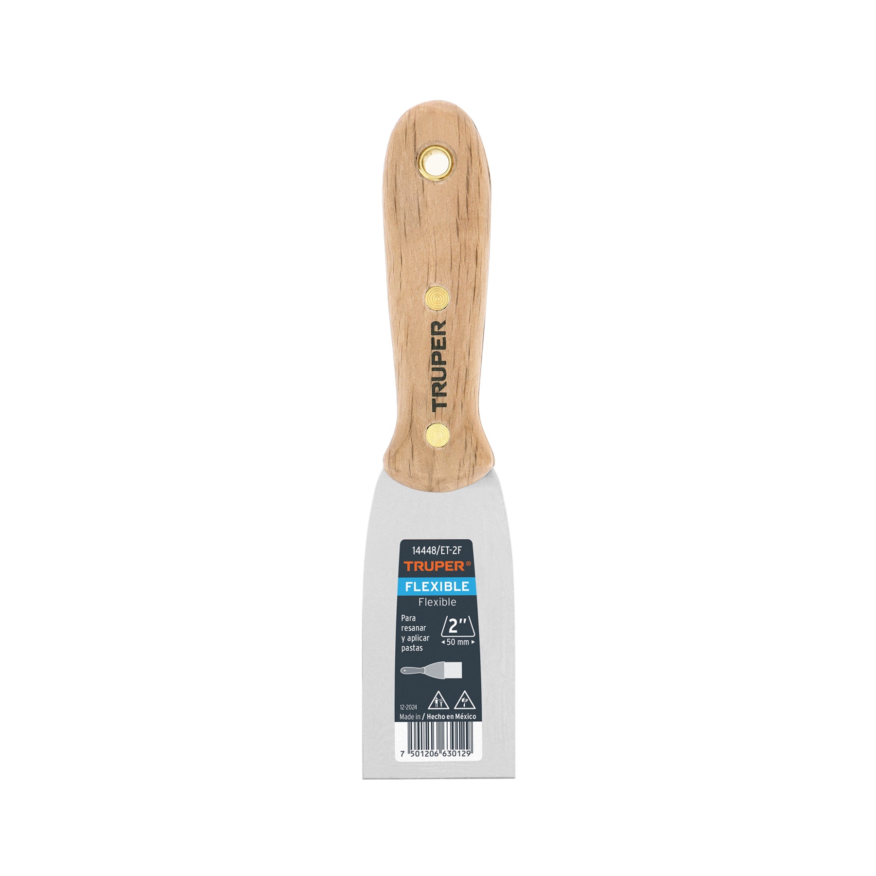 Espátula flexible, mango de madera, 2"