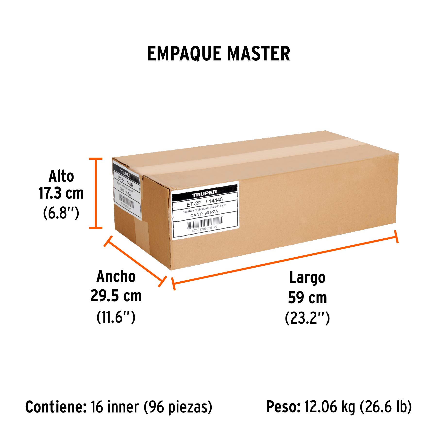 Espátula flexible, mango de madera, 2"