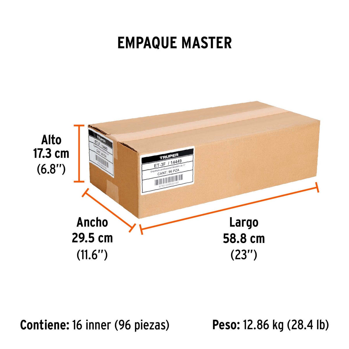 Espátula flexible, mango de madera, 3"