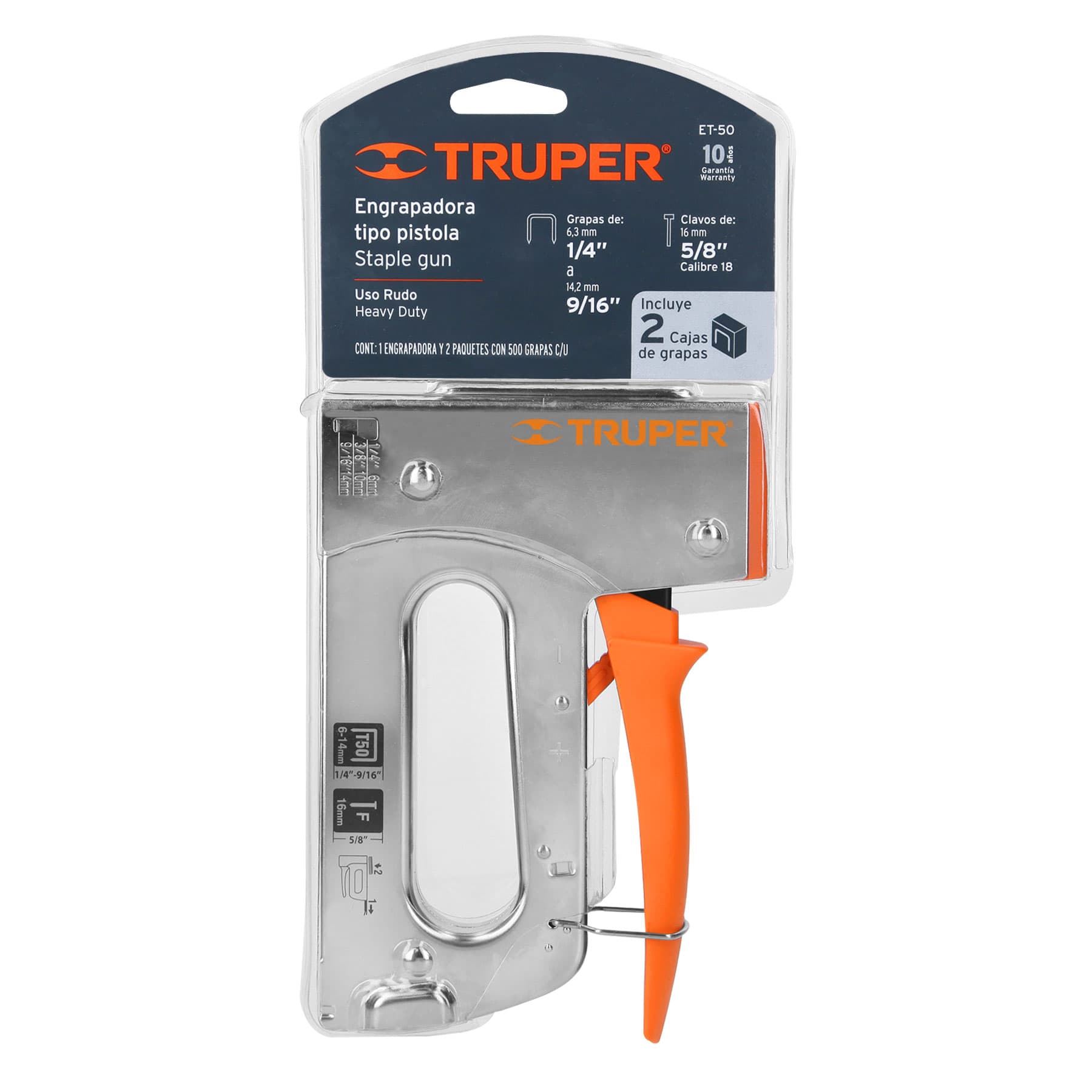 Engrapadora tipo pistola para grapas de 1/4 a 9/16"