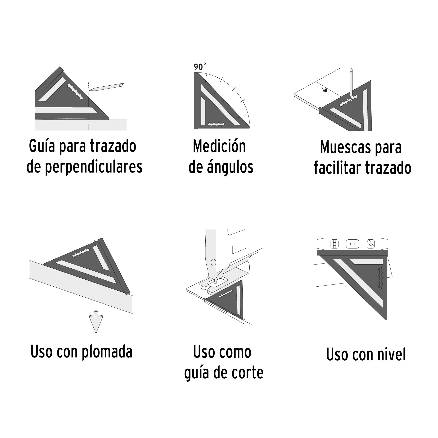 Escuadra de aluminio para tablaroca, 7" (177 mm)