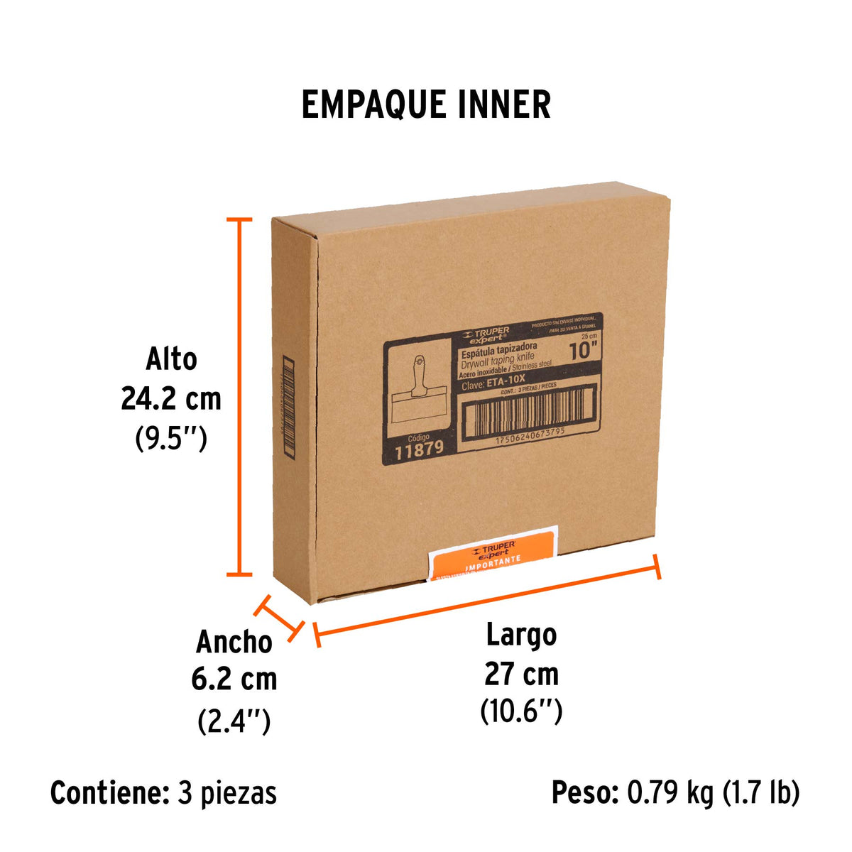 Espátula tapizadora, 10", Truper Expert