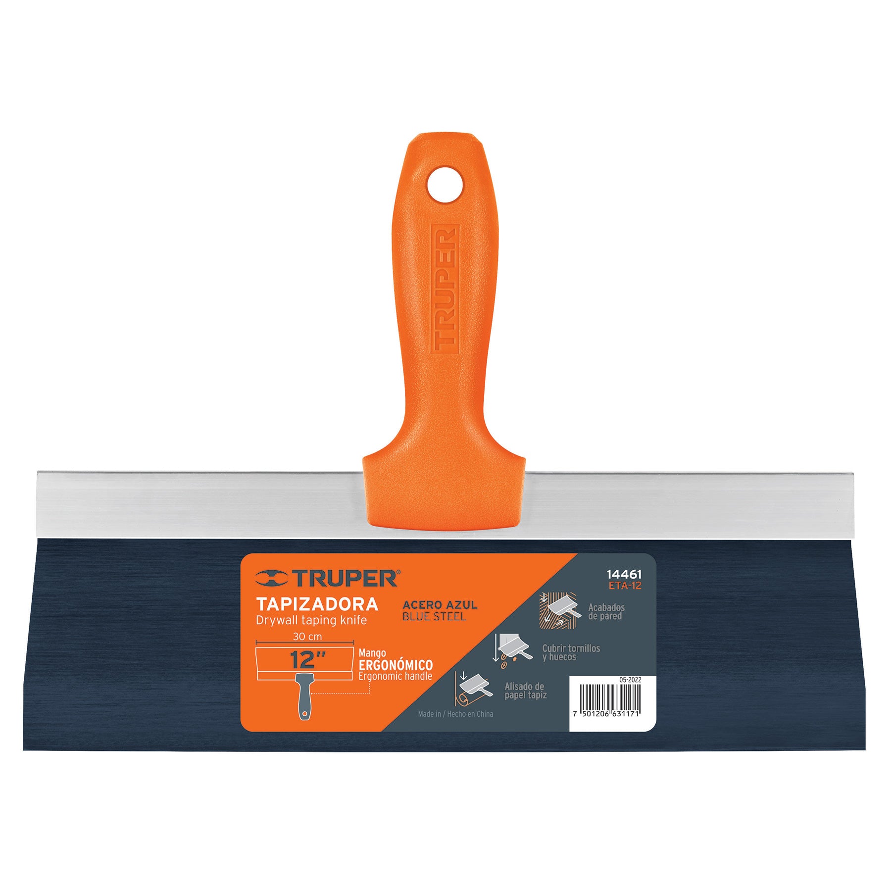 Espátula tapizadora de 12" acero al medio carbono, TRUPER