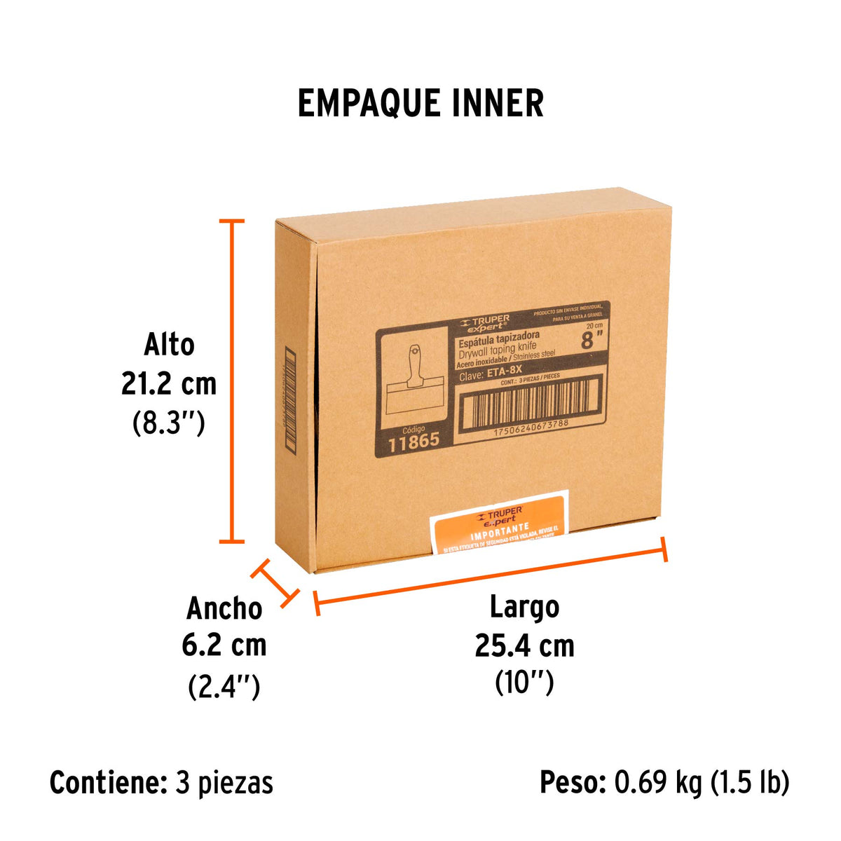 Espátula tapizadora, 8", Truper Expert