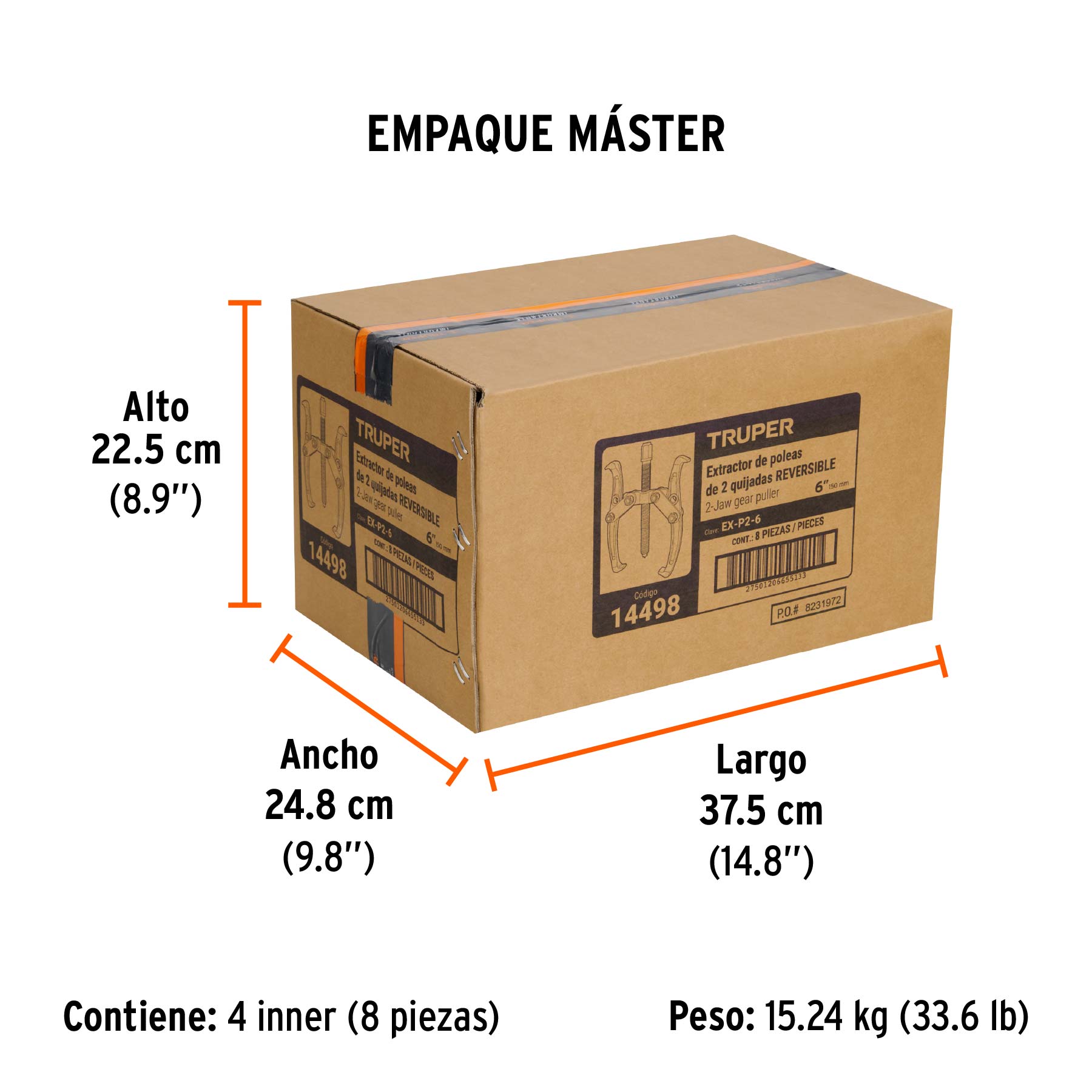 Extractor de poleas, 2 quijadas, 6"