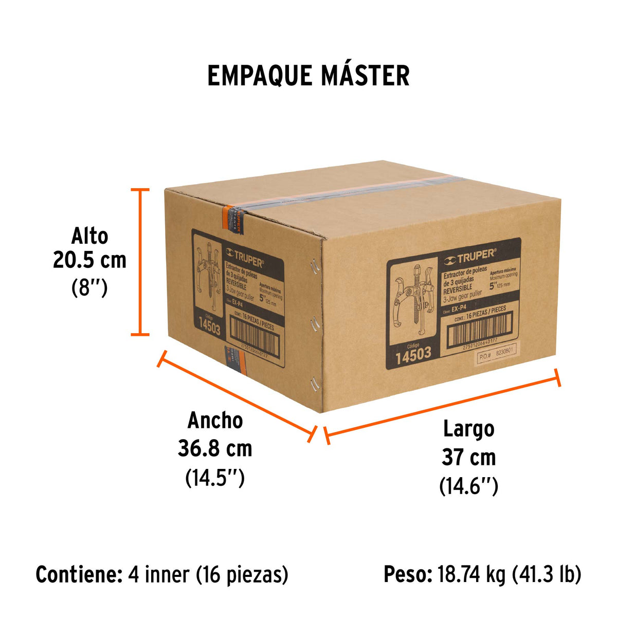 Extractor de poleas, 3 quijadas, 4"