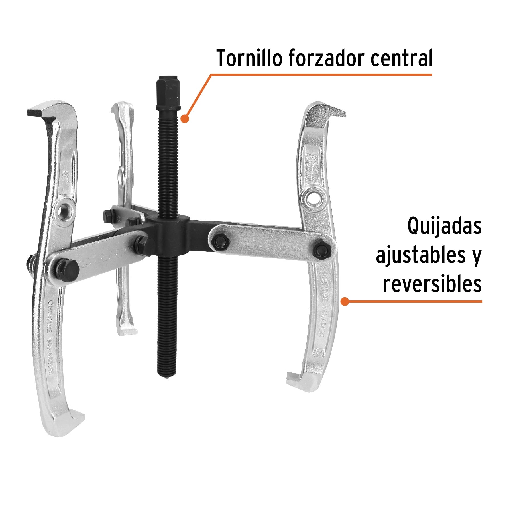 Extractor de poleas, 3 quijadas, 8"