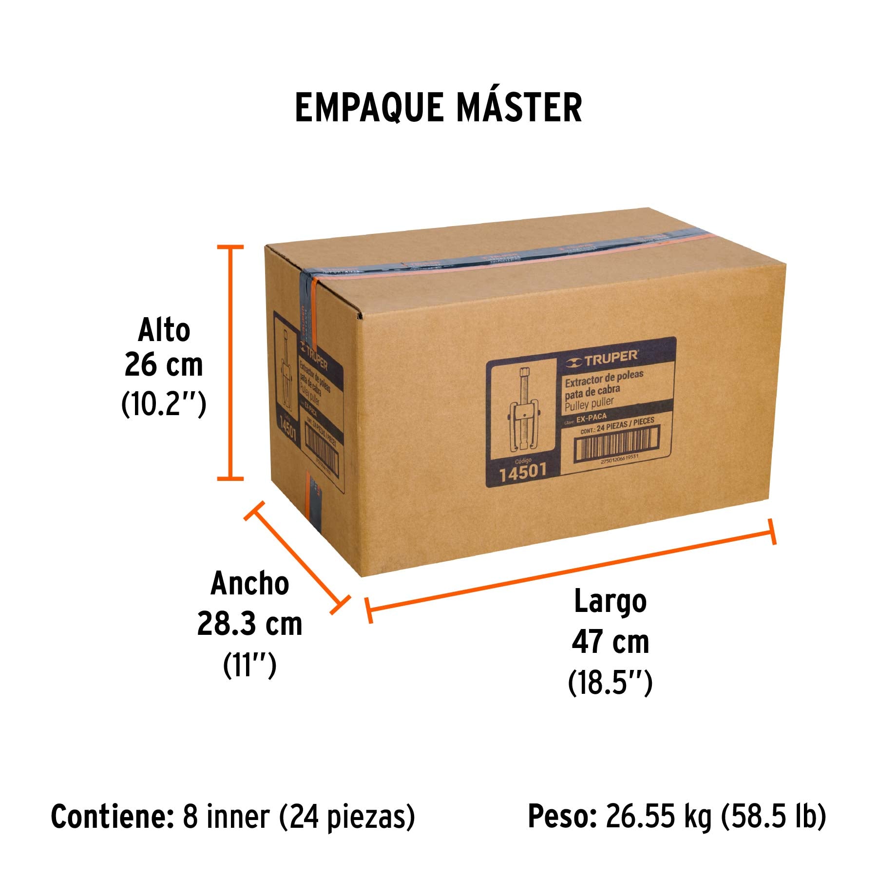 Extractor de poleas, pata de cabra