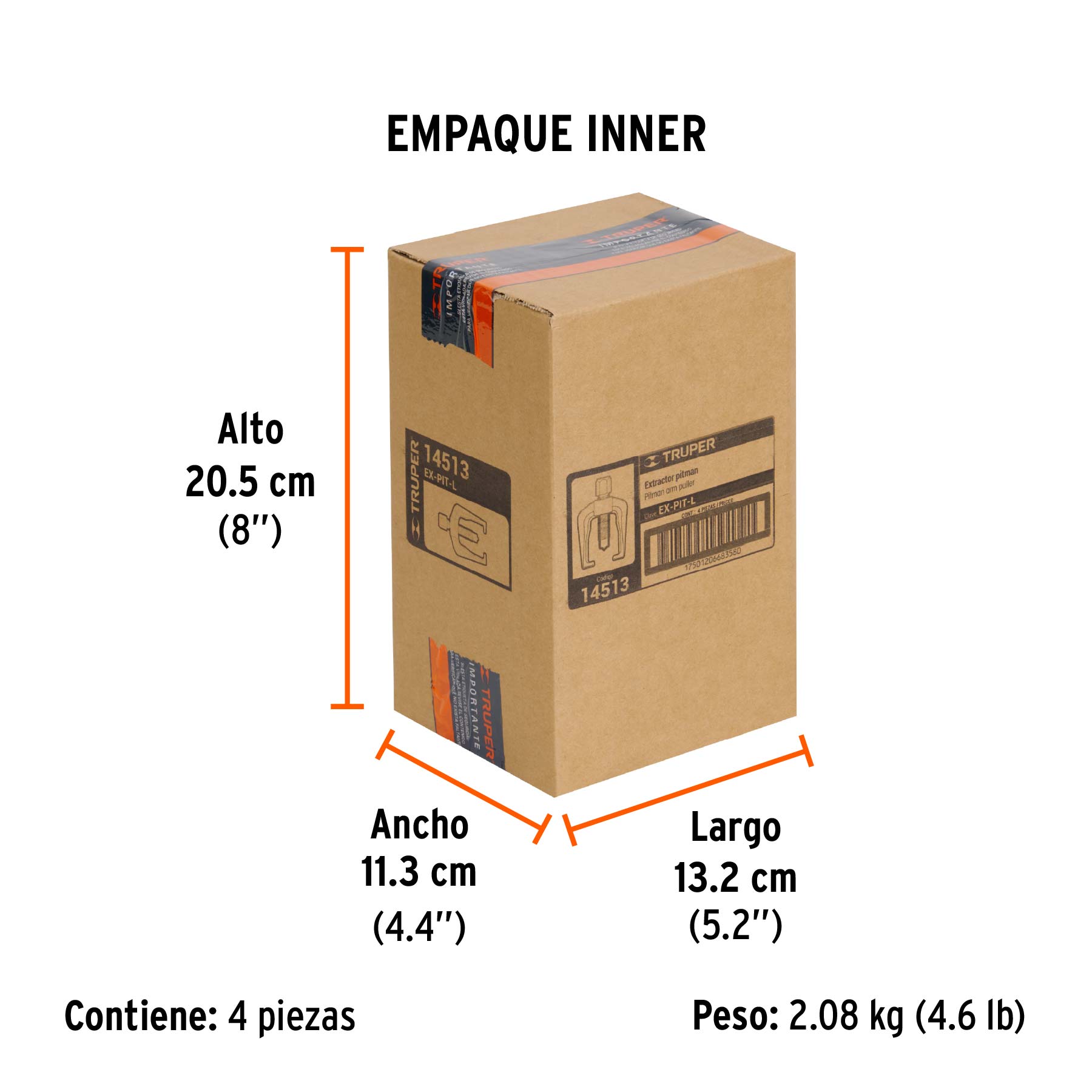 Extractor pitman, alcance 54 mm, uso ligero