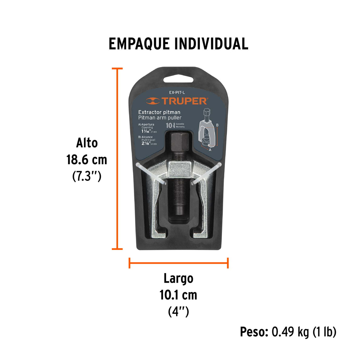 Extractor pitman, alcance 54 mm, uso ligero