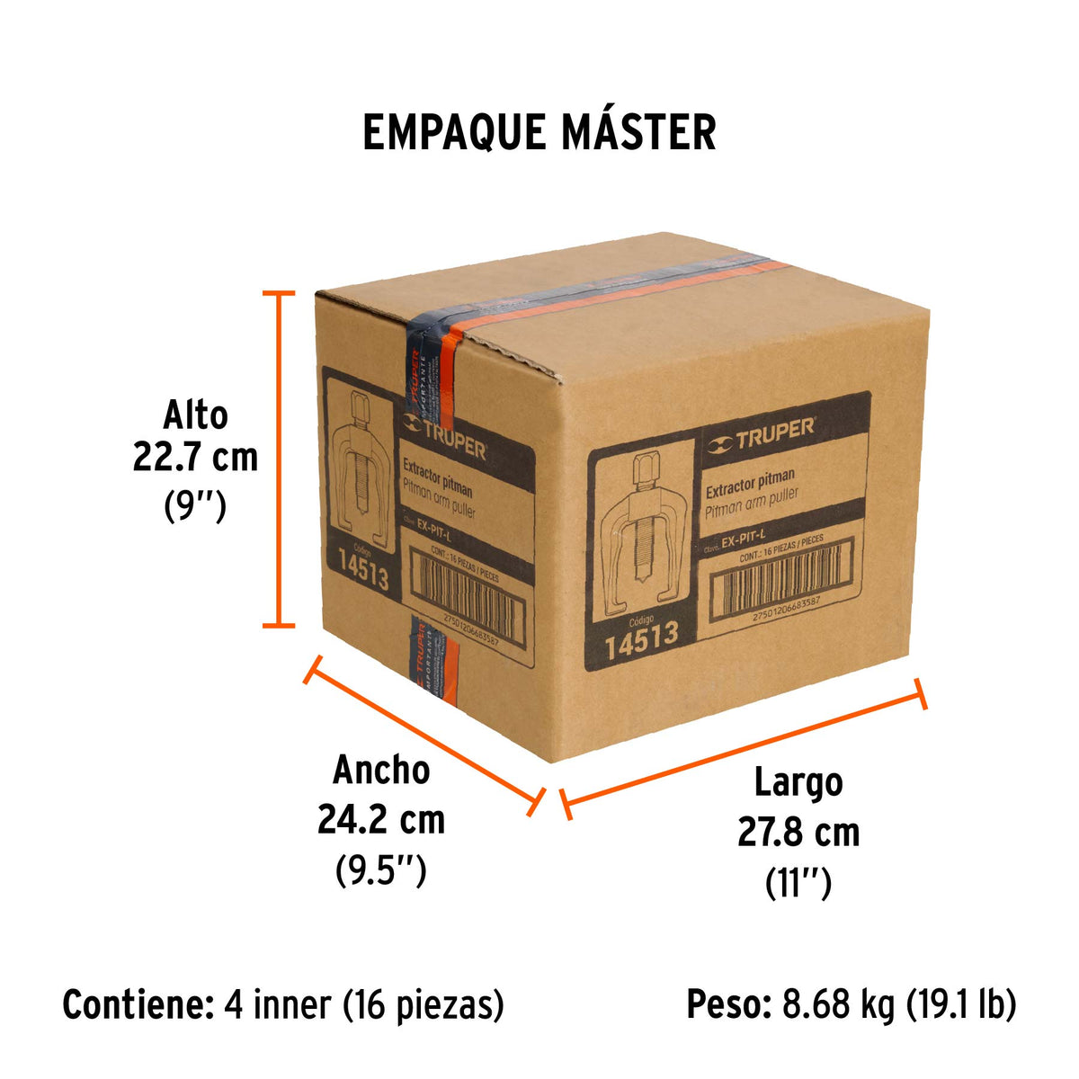 Extractor pitman, alcance 54 mm, uso ligero