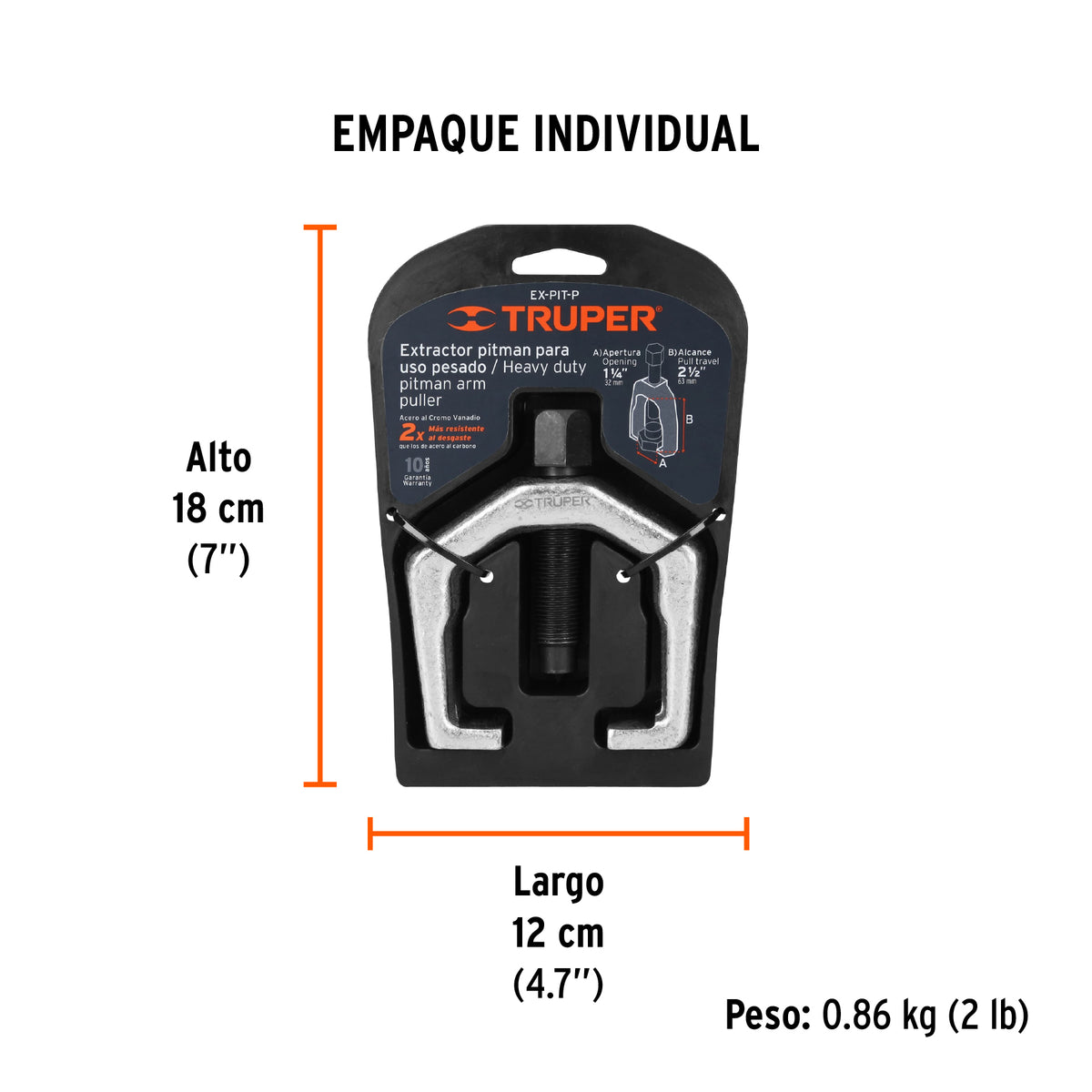 Extractor pitman, alcance 63 mm, uso pesado