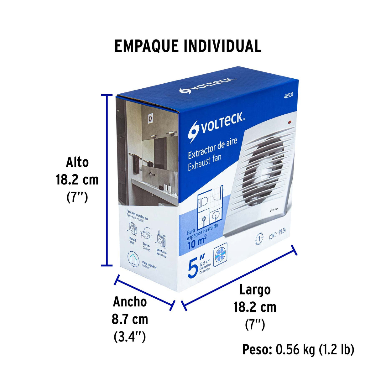 Extractor de aire, 5", color blanco