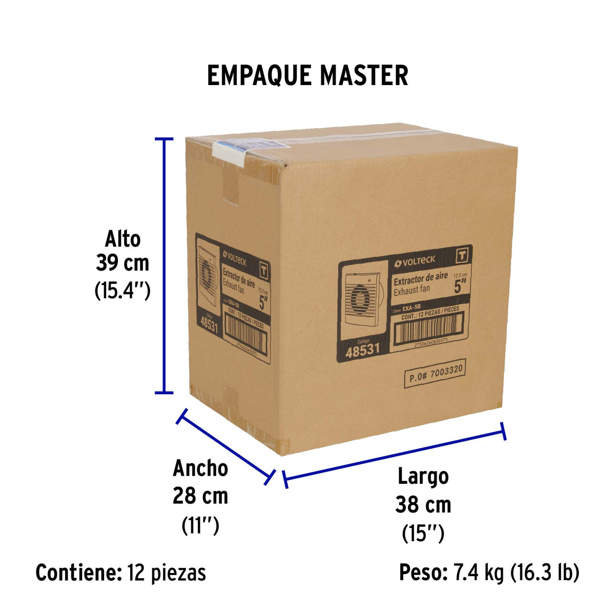 Extractor de aire, 5", color blanco