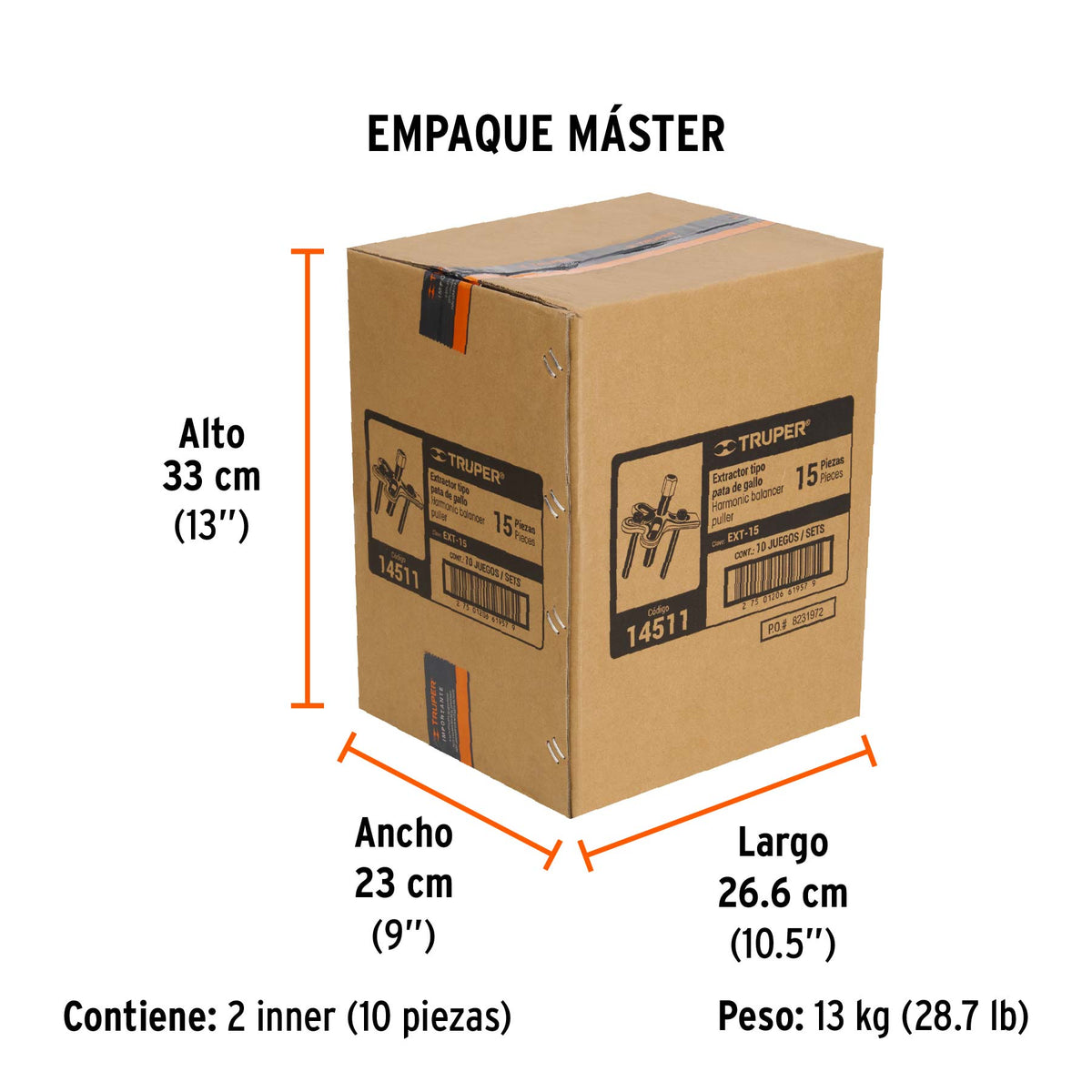 Juego de extractor tipo pata de gallo con 15 piezas